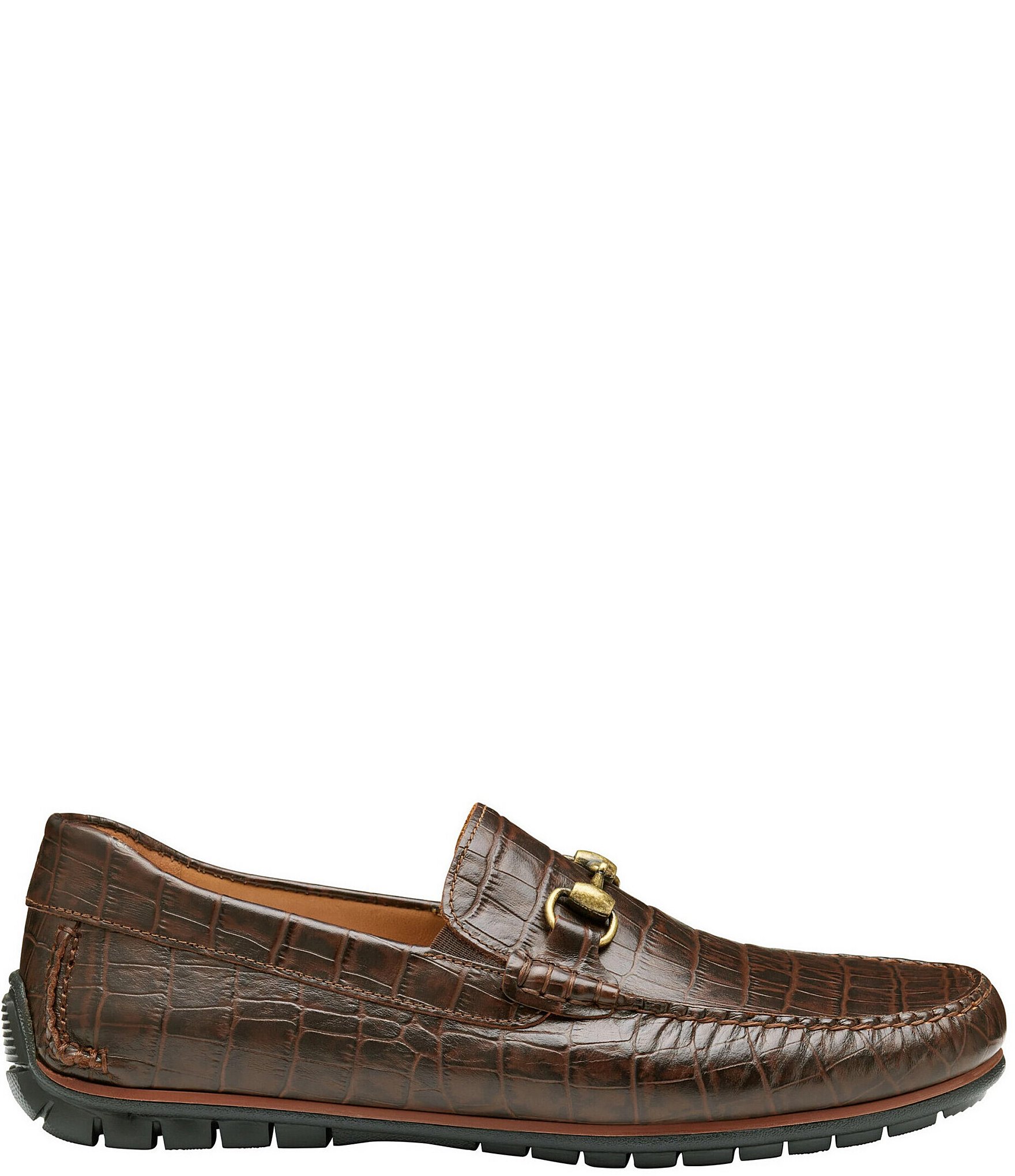 Johnston & Murphy Men's Cort 2.0 Crocodile Leather Bit Buckle Driver Loafers