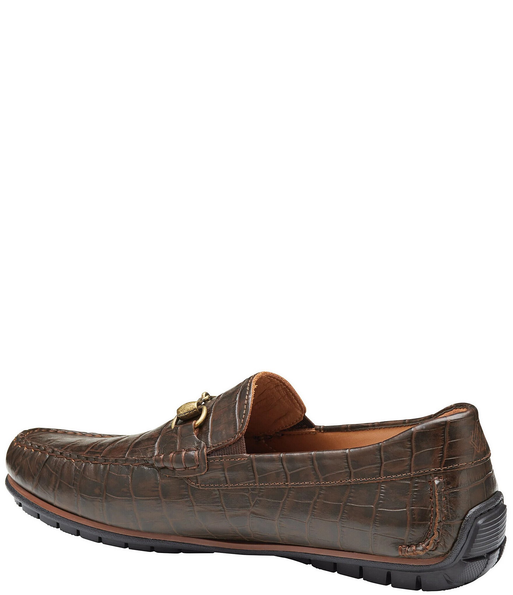 Johnston & Murphy Men's Cort 2.0 Crocodile Leather Bit Buckle Driver Loafers