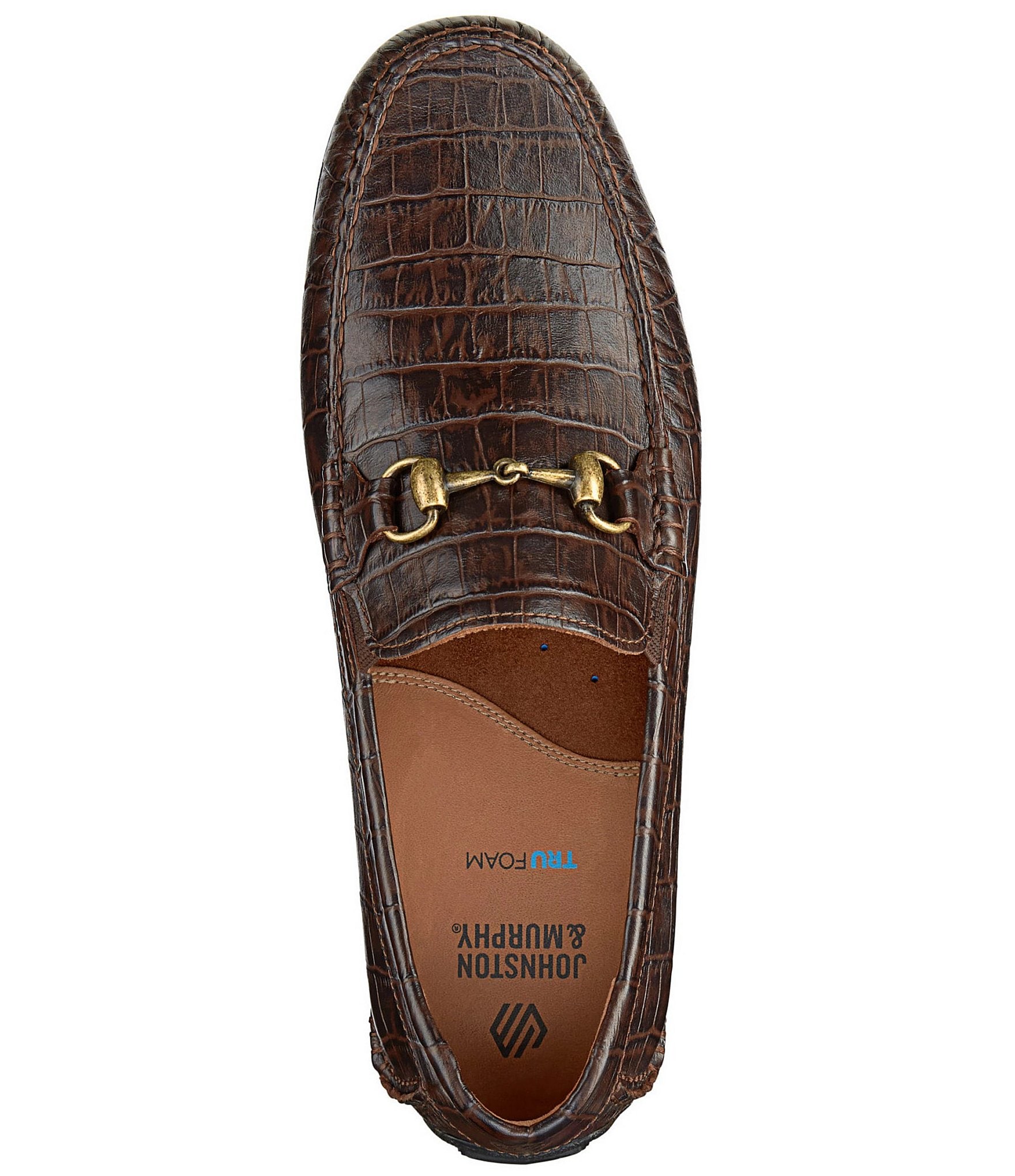 Johnston & Murphy Men's Cort 2.0 Crocodile Leather Bit Buckle Driver Loafers