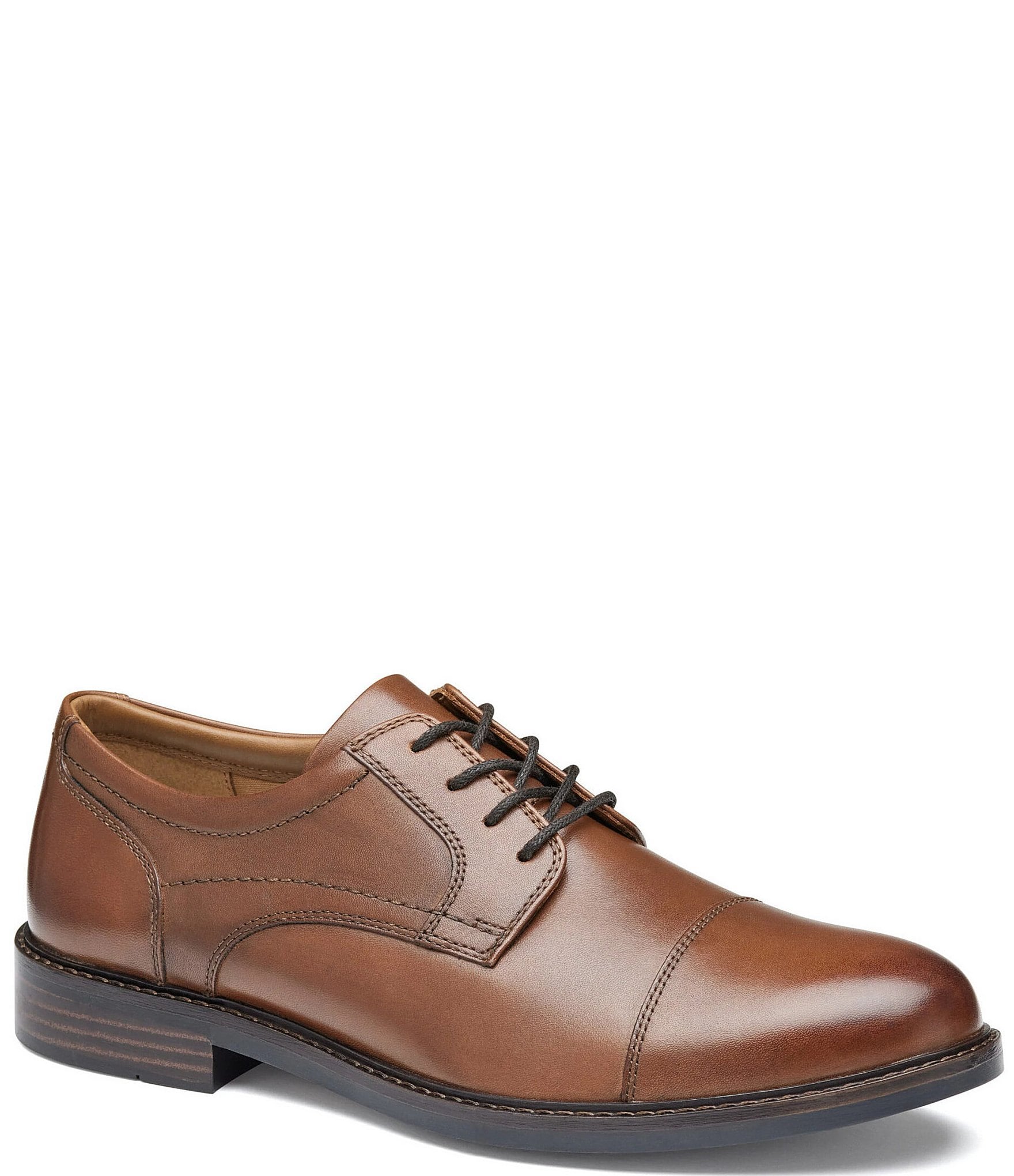 Johnston & Murphy Men's Mason Leather Cap Toe Lace Up Oxfords