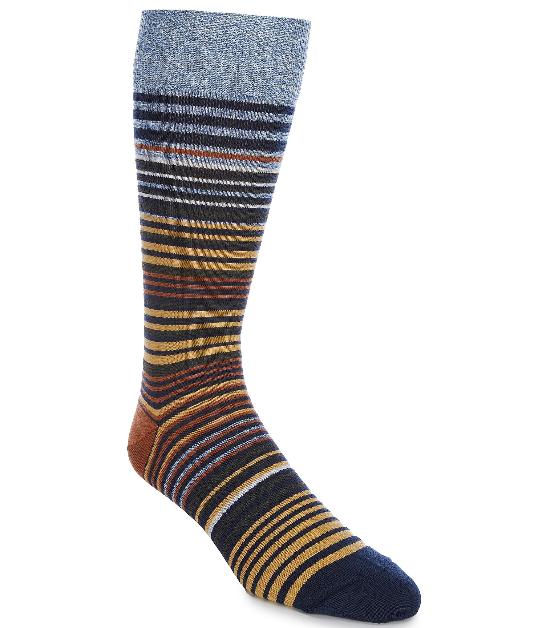 Johnston & Murphy Mens Multi Stripe Crew Sock