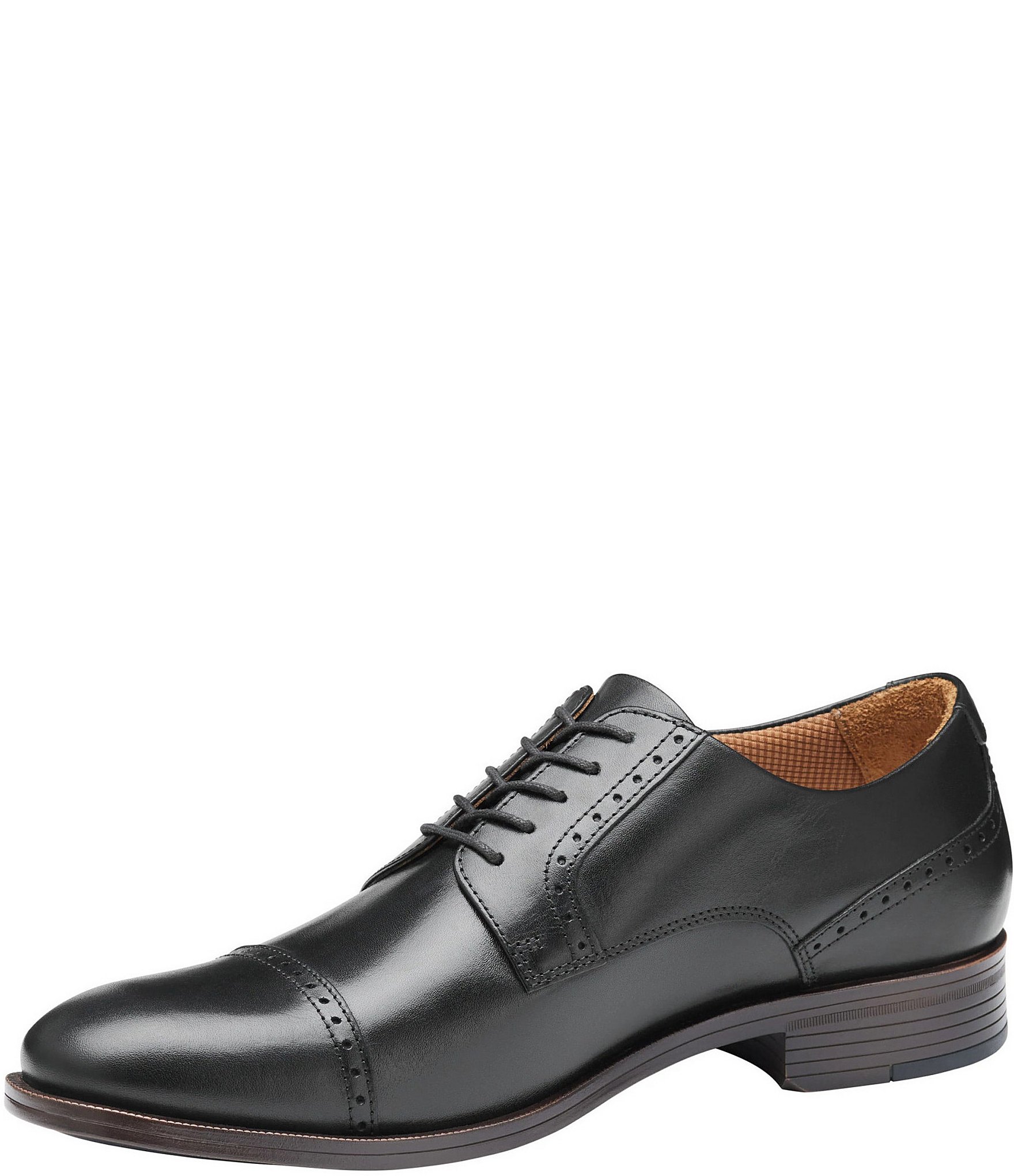 Johnston & Murphy Men's Reeve Leather Cap Toe Brogue Detail Oxfords