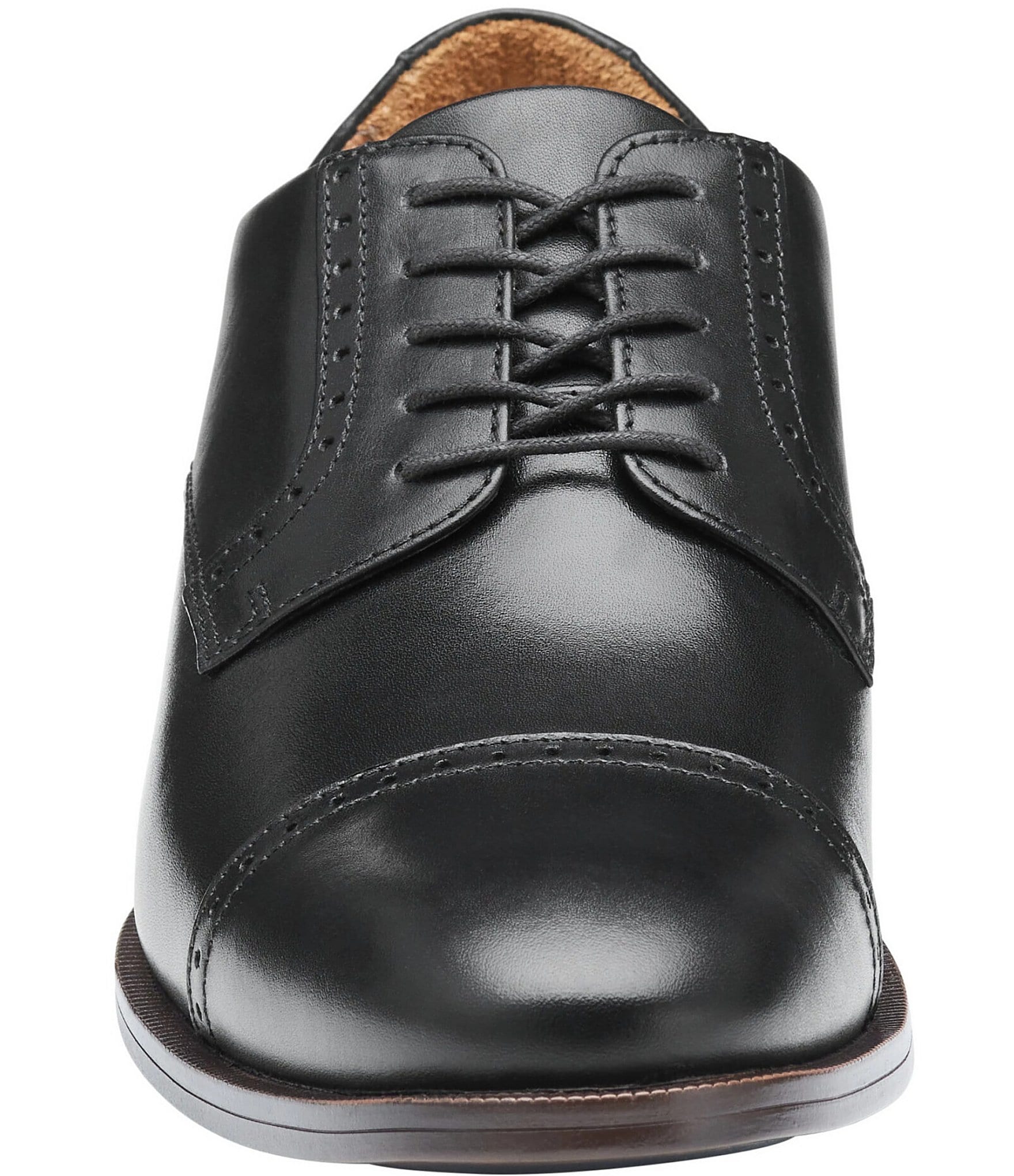 Johnston & Murphy Men's Reeve Leather Cap Toe Brogue Detail Oxfords