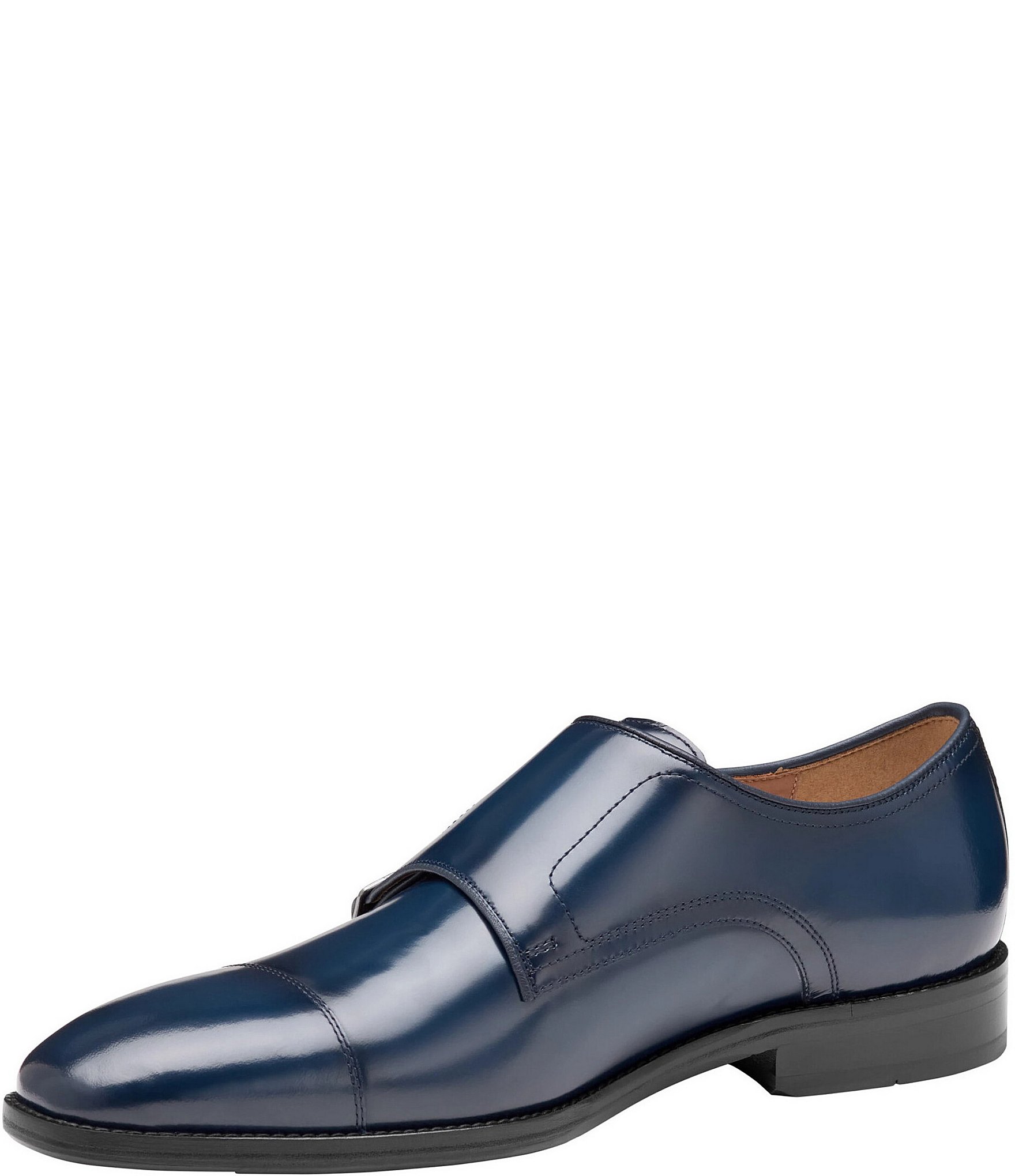 Johnston & Murphy Men's Sullivan Leather Monk Strap Cap Toe Dress Shoes