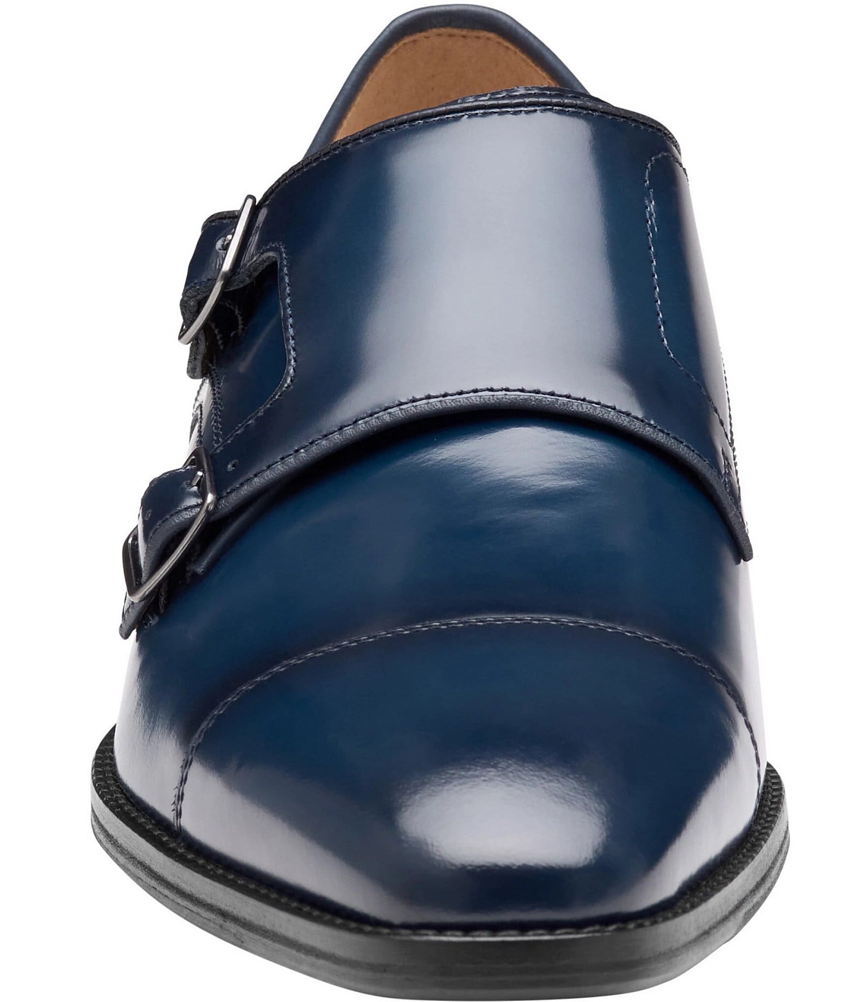 Johnston & Murphy Men's Sullivan Leather Monk Strap Cap Toe Dress Shoes
