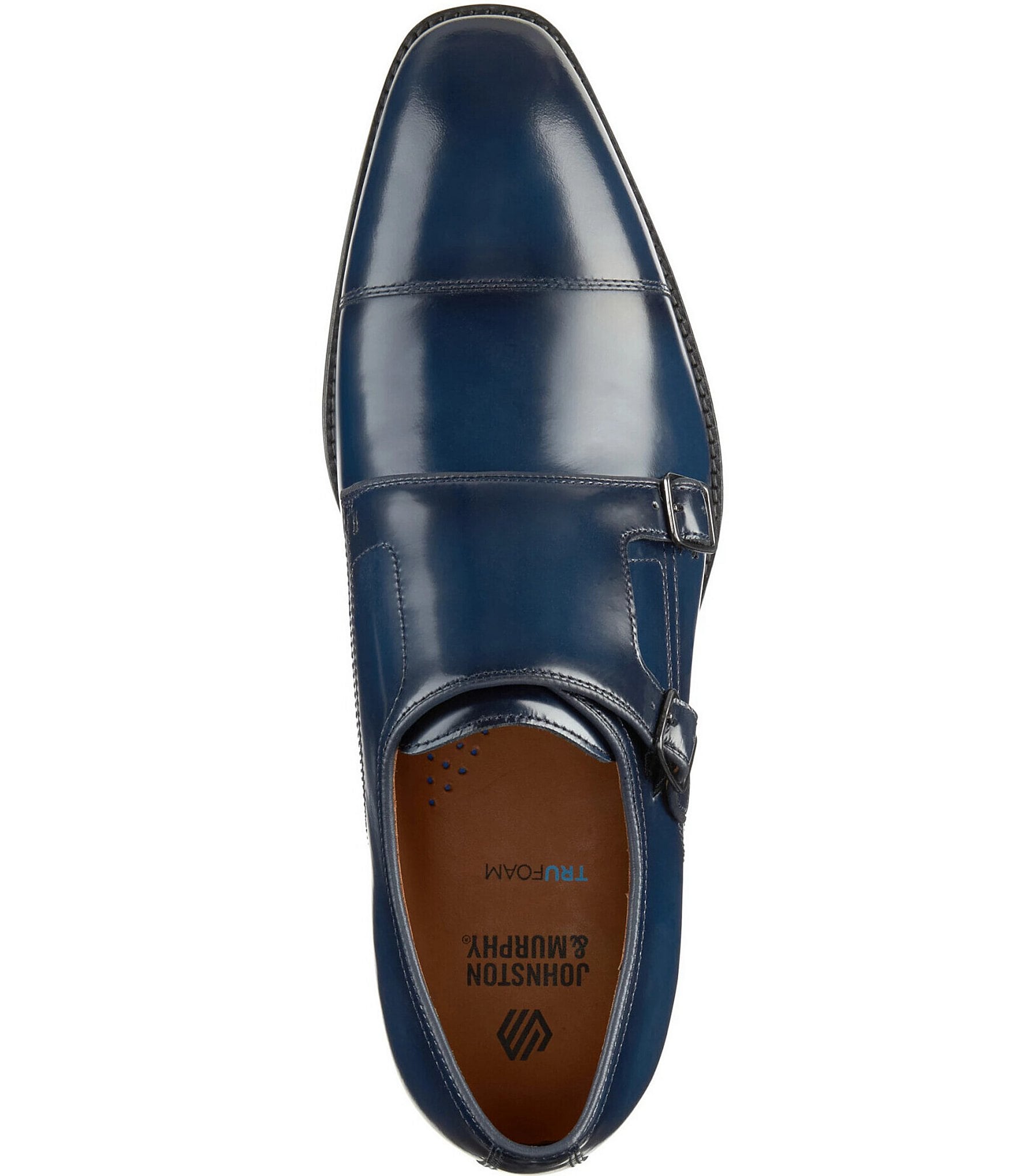 Johnston & Murphy Men's Sullivan Leather Monk Strap Cap Toe Dress Shoes