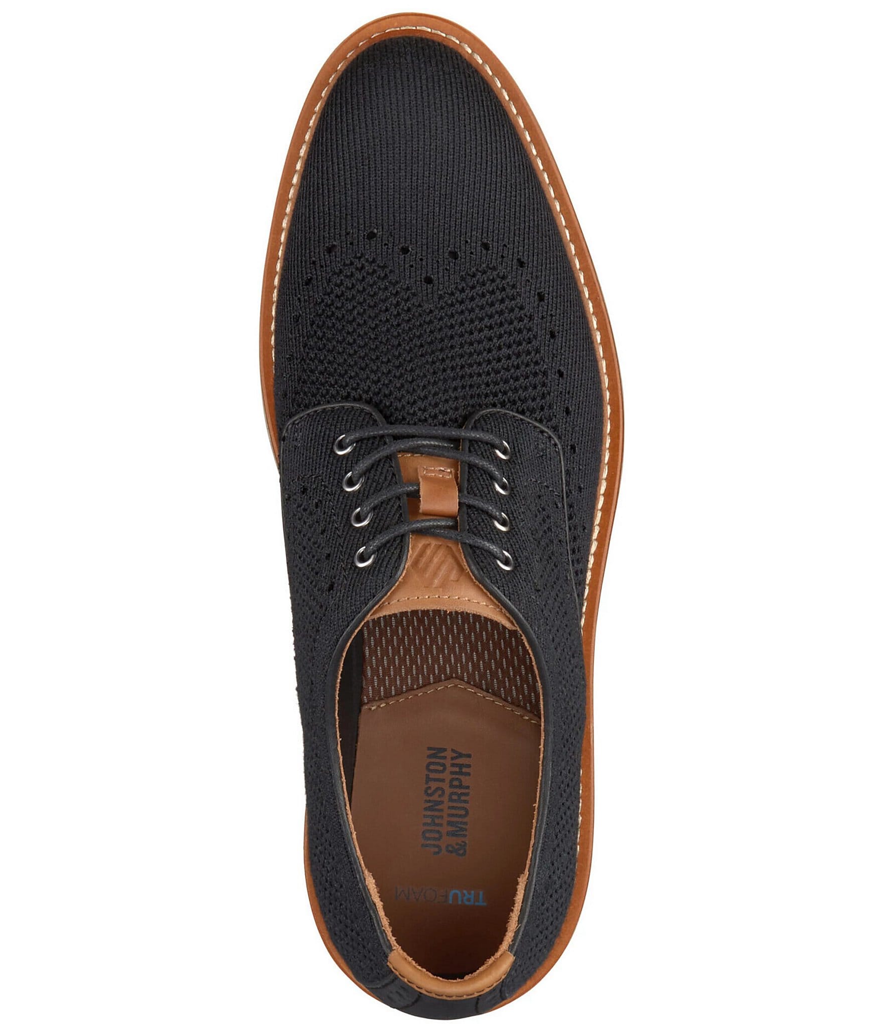 Johnston & Murphy Men's Upton Knit Wingtip Brogue Detail Oxfords