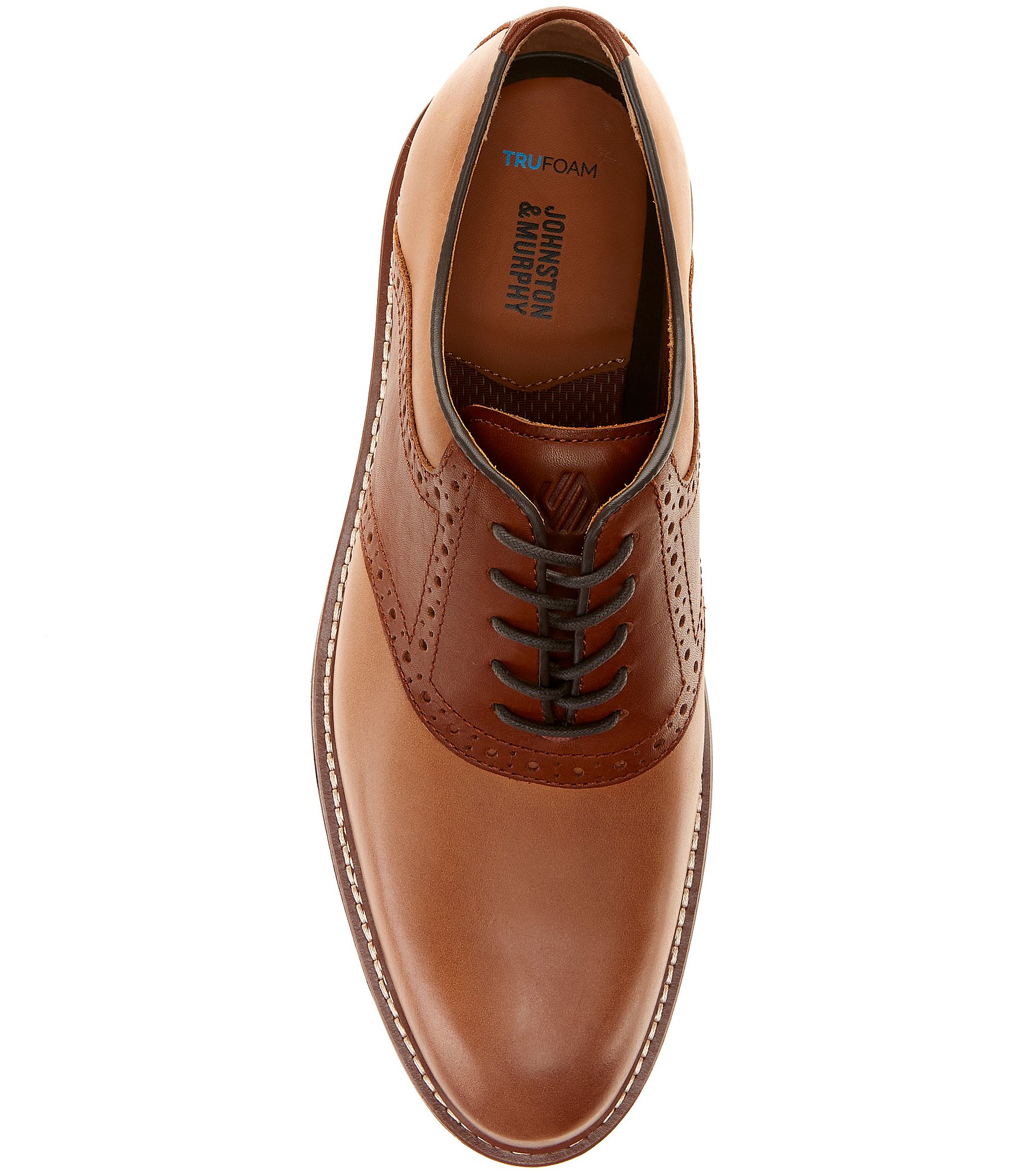 Johnston & Murphy Men's Upton Leather Brogue Detail Saddle Oxfords