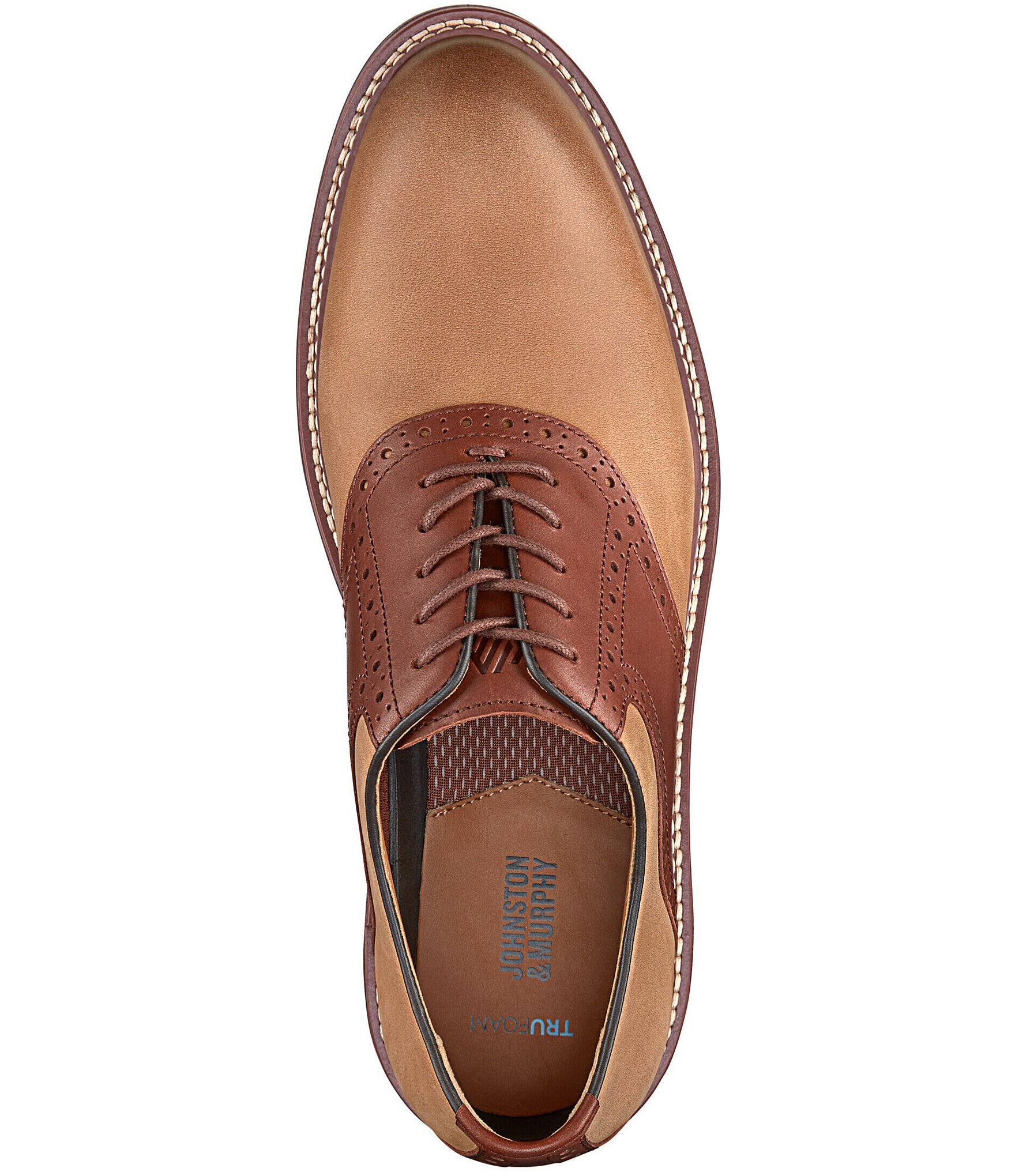 Johnston & Murphy Men's Upton Leather Brogue Detail Saddle Oxfords
