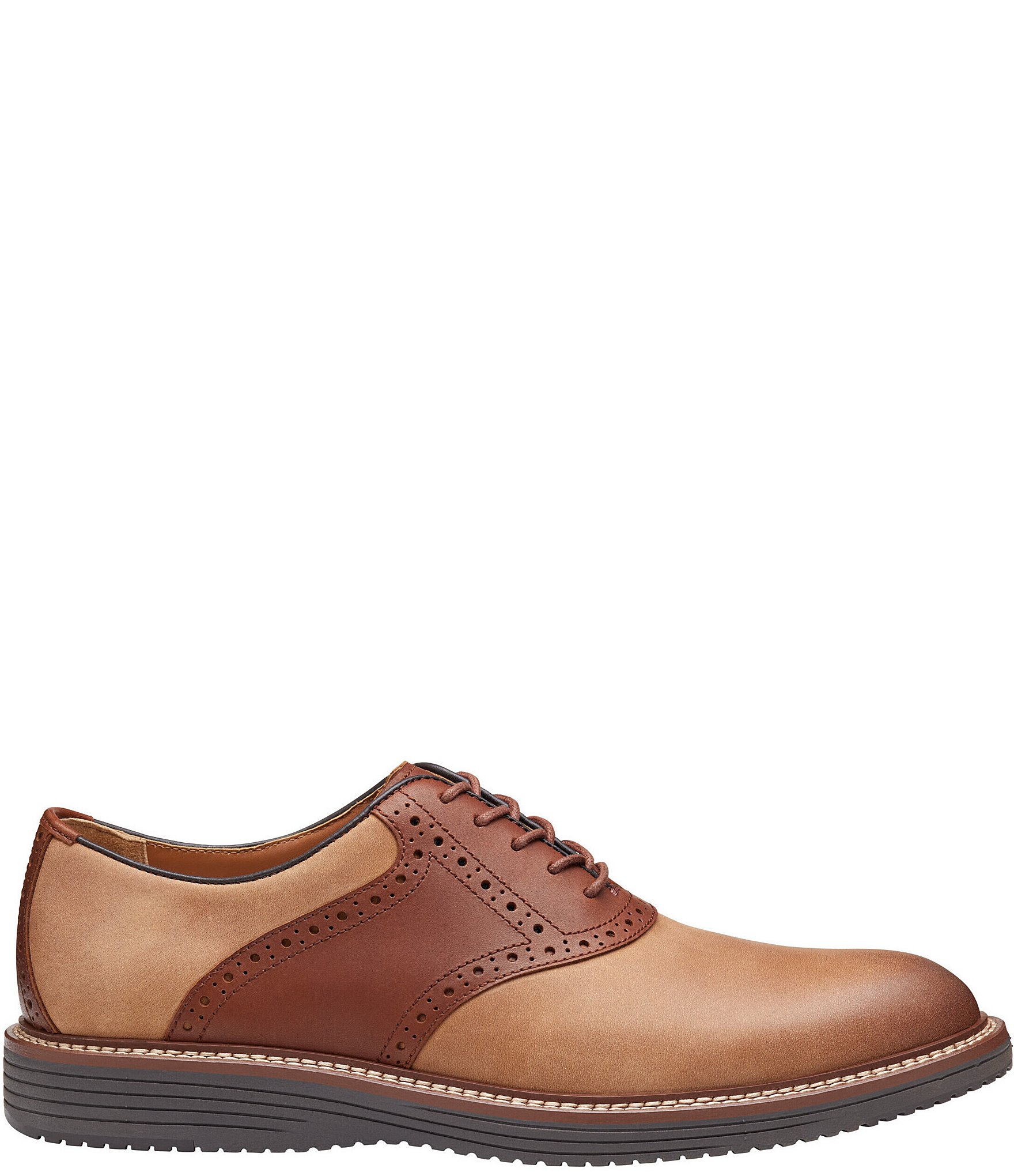 Johnston & Murphy Men's Upton Leather Brogue Detail Saddle Oxfords