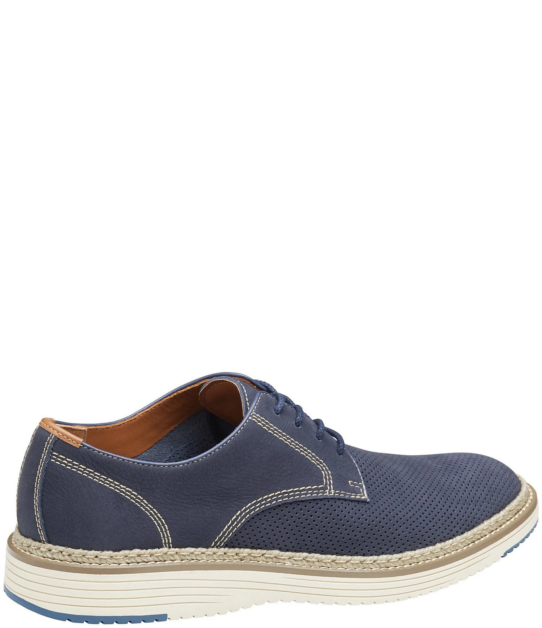 Johnston & Murphy Men's Upton Perforated Nubuck Plain Toe Lace Up Oxfords