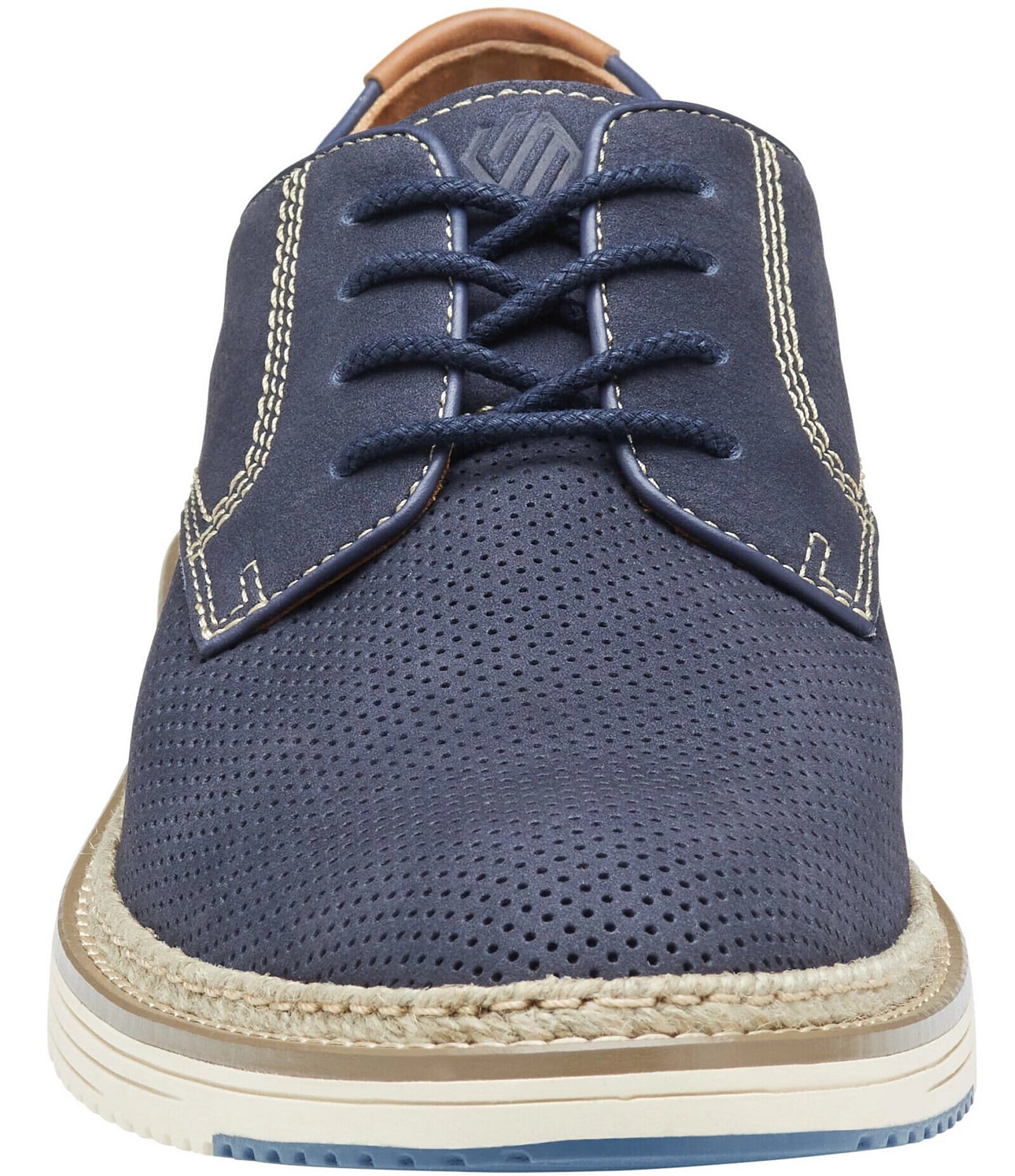 Johnston & Murphy Men's Upton Perforated Nubuck Plain Toe Lace Up Oxfords