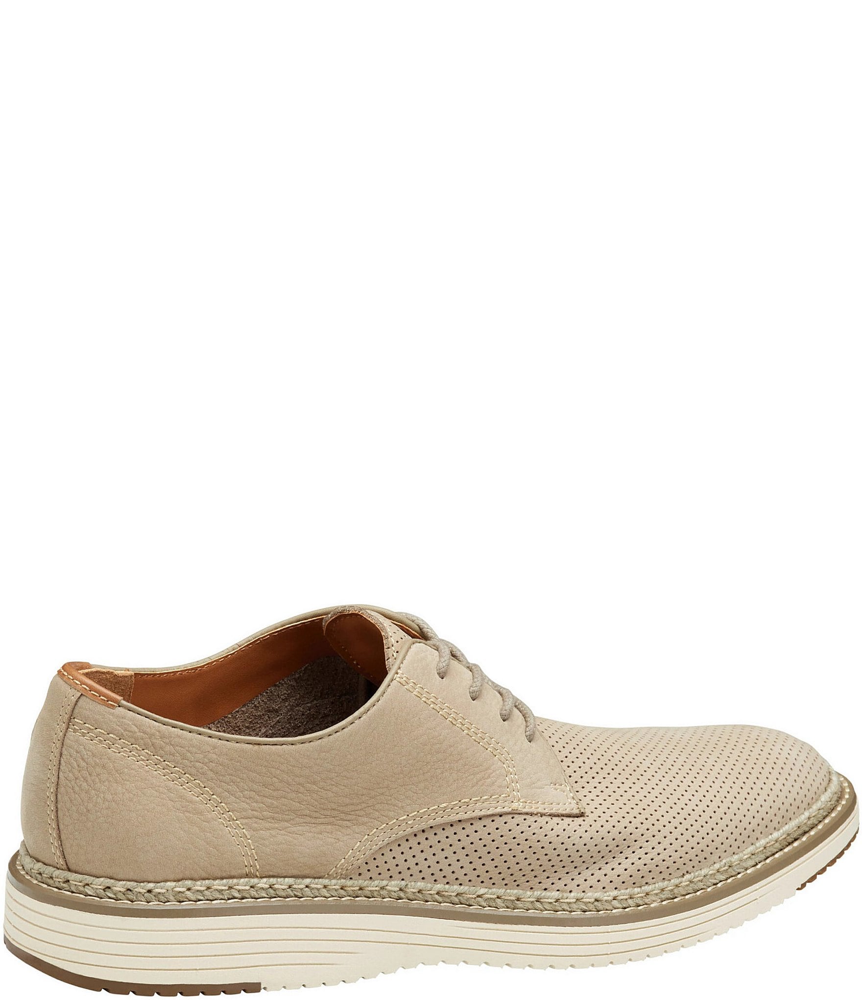 Johnston & Murphy Men's Upton Perforated Nubuck Plain Toe Lace Up Oxfords