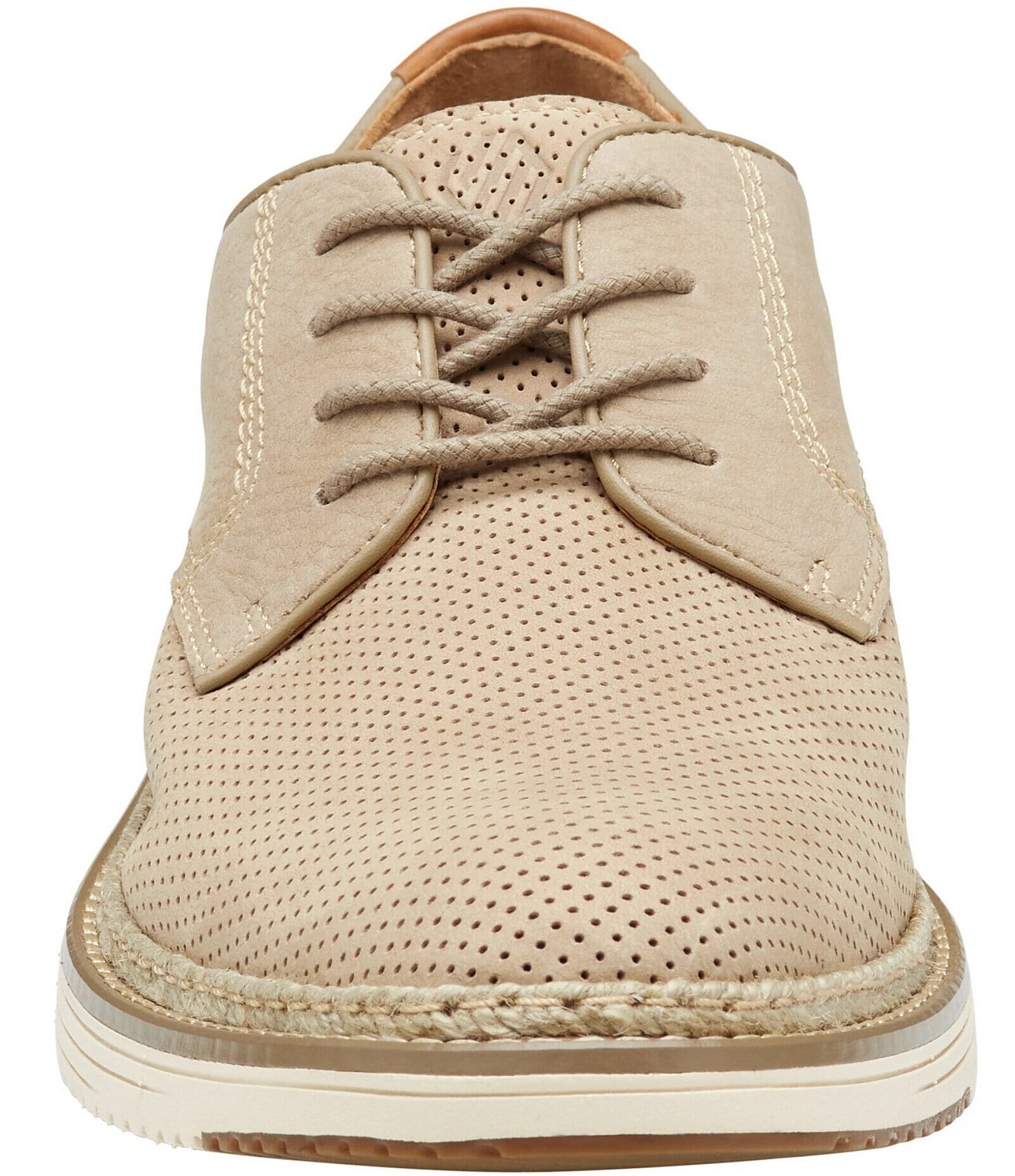 Johnston & Murphy Men's Upton Perforated Nubuck Plain Toe Lace Up Oxfords