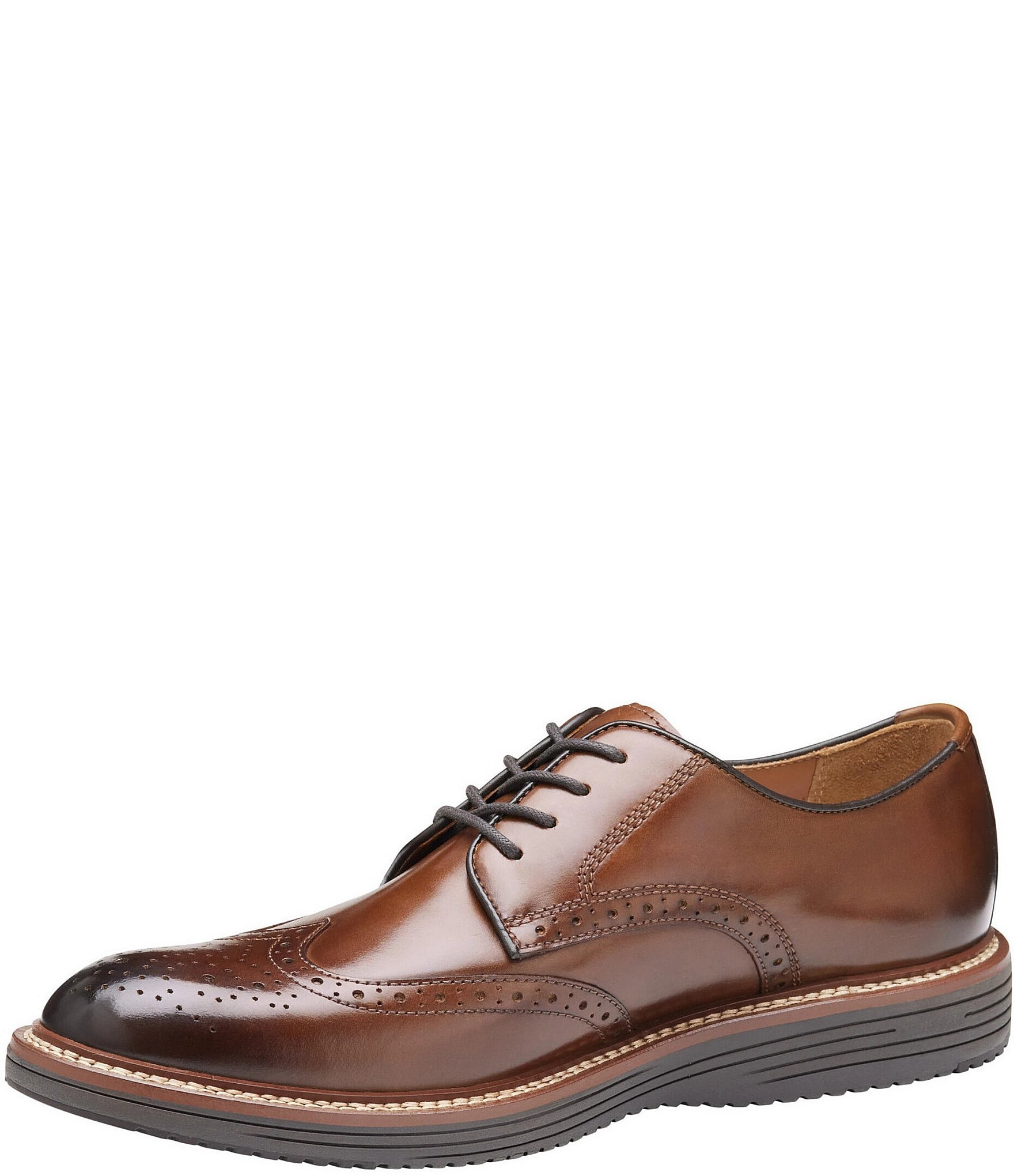 Johnston & Murphy Men's Upton Oiled Leather Wingtip Brogue Detail Oxfords
