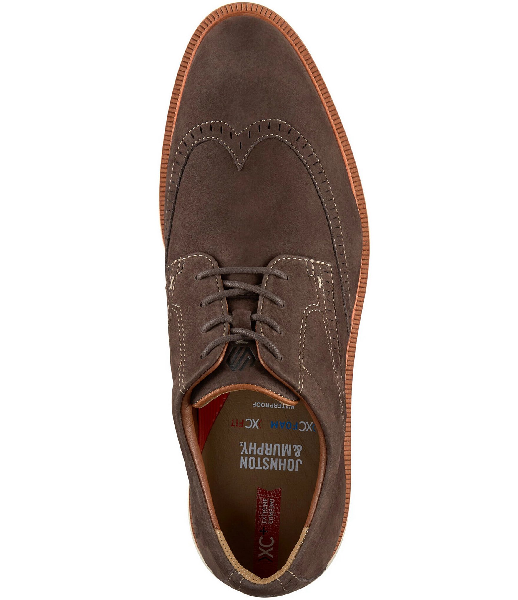 Johnston & Murphy Men's XC+Parker Waterproof Nubuck Wingtip Oxfords