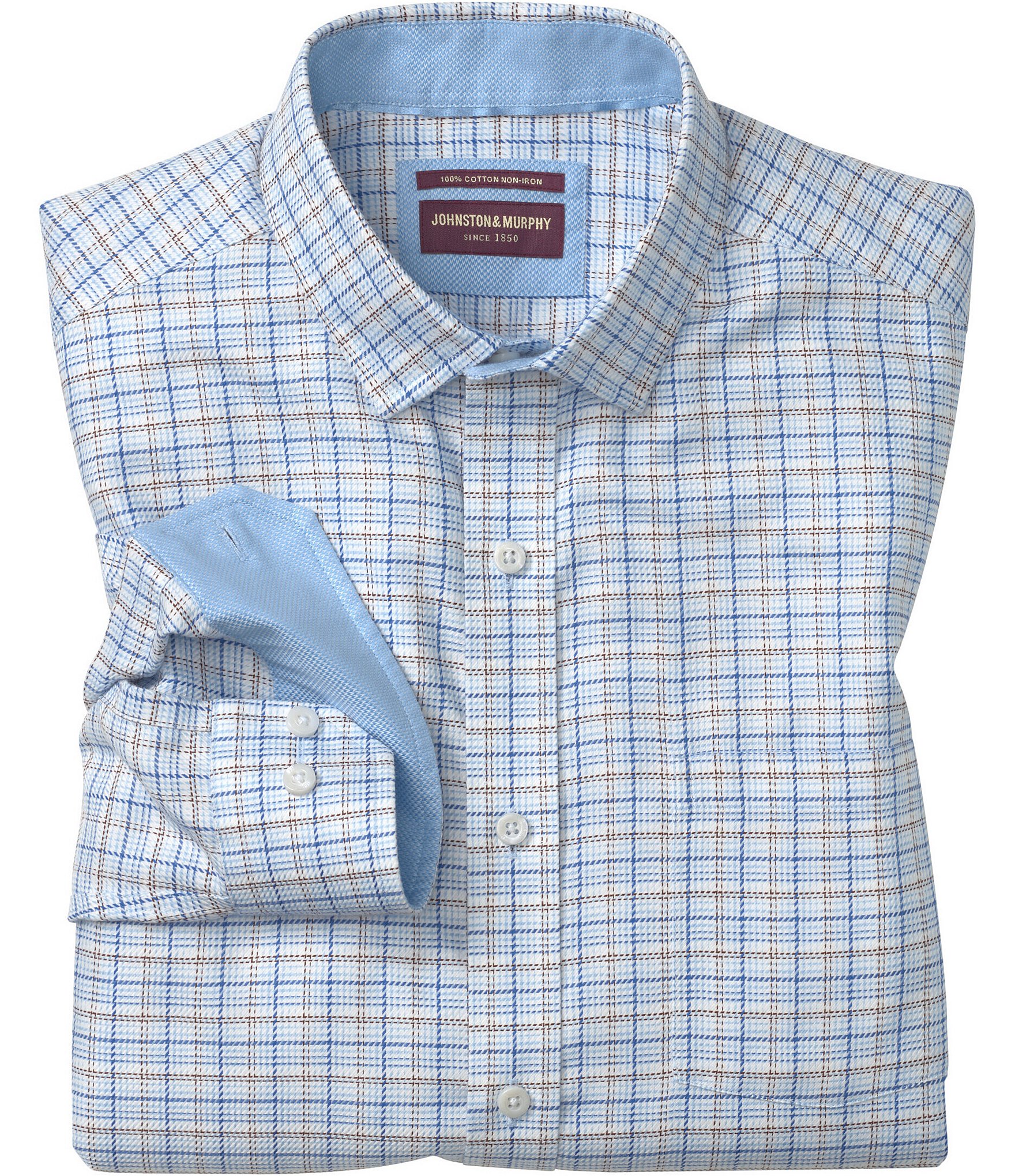 Johnston & Murphy Ovation Non Iron Multi Grid Pattern Long Sleeve Woven Shirt