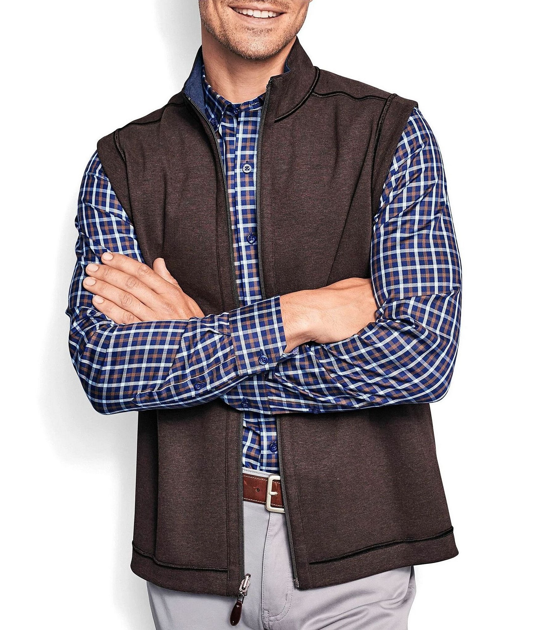 Johnston & Murphy Reversible Solid Full-Zip Vest