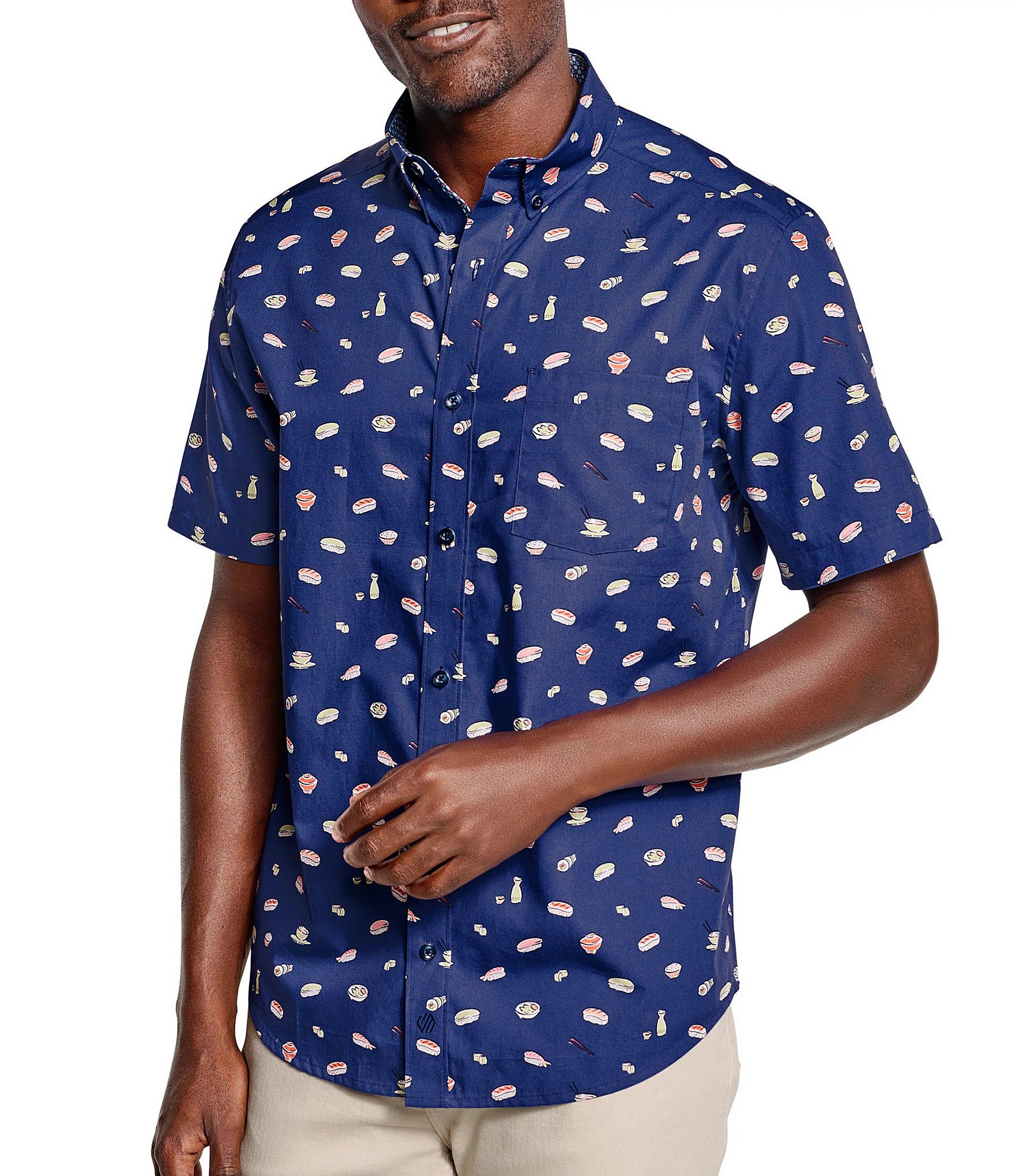 Johnston & Murphy Sushi Print Short Sleeve Woven Shirt