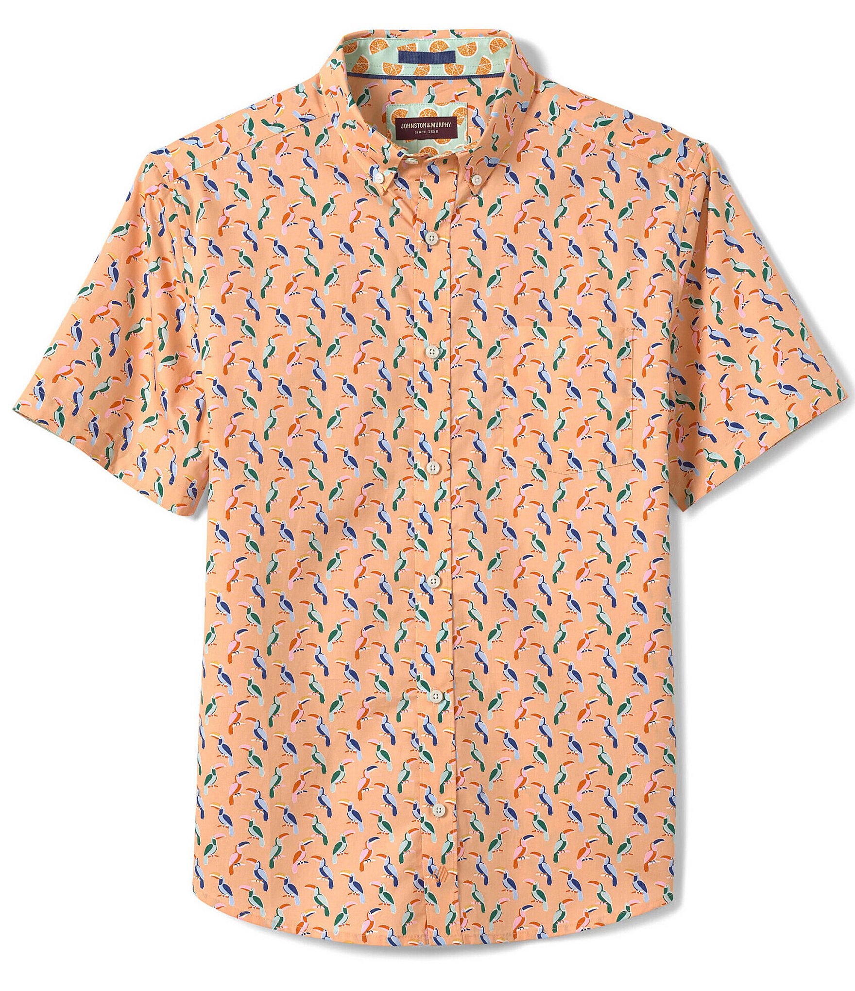 Johnston & Murphy Toucan Print Short Sleeve Woven Shirt