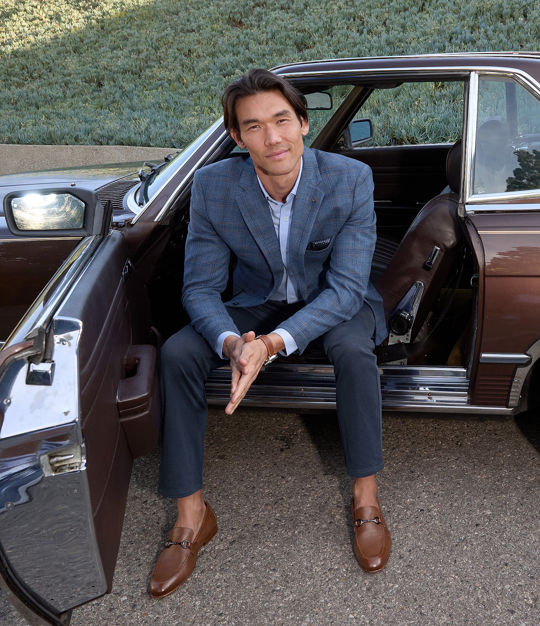 Johnston & Murphy XC Flex® Unlined Relaxed Plaid Knit Blazer