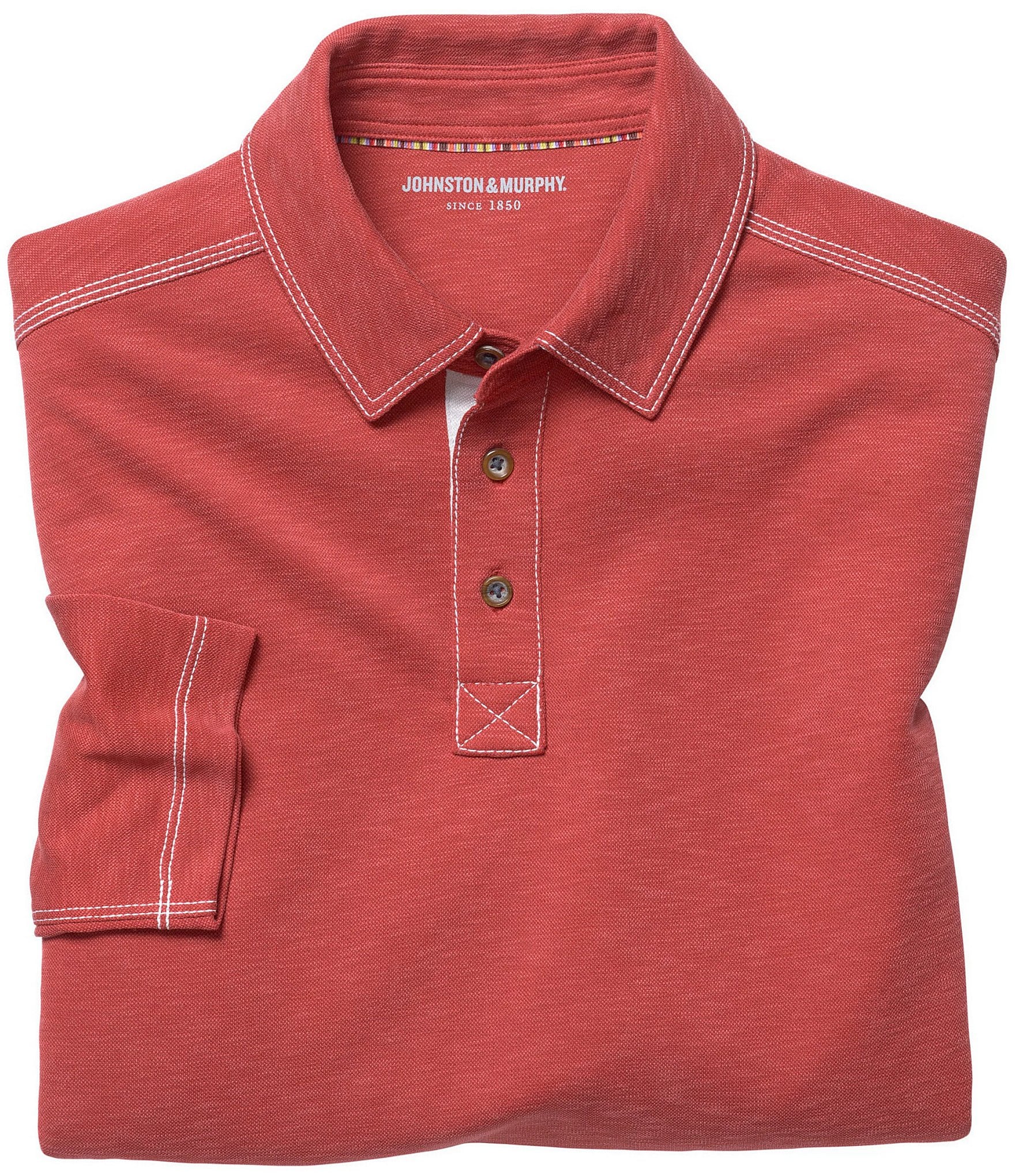 Johnston & Murphy Vintage Slub Long-Sleeve Polo Shirt