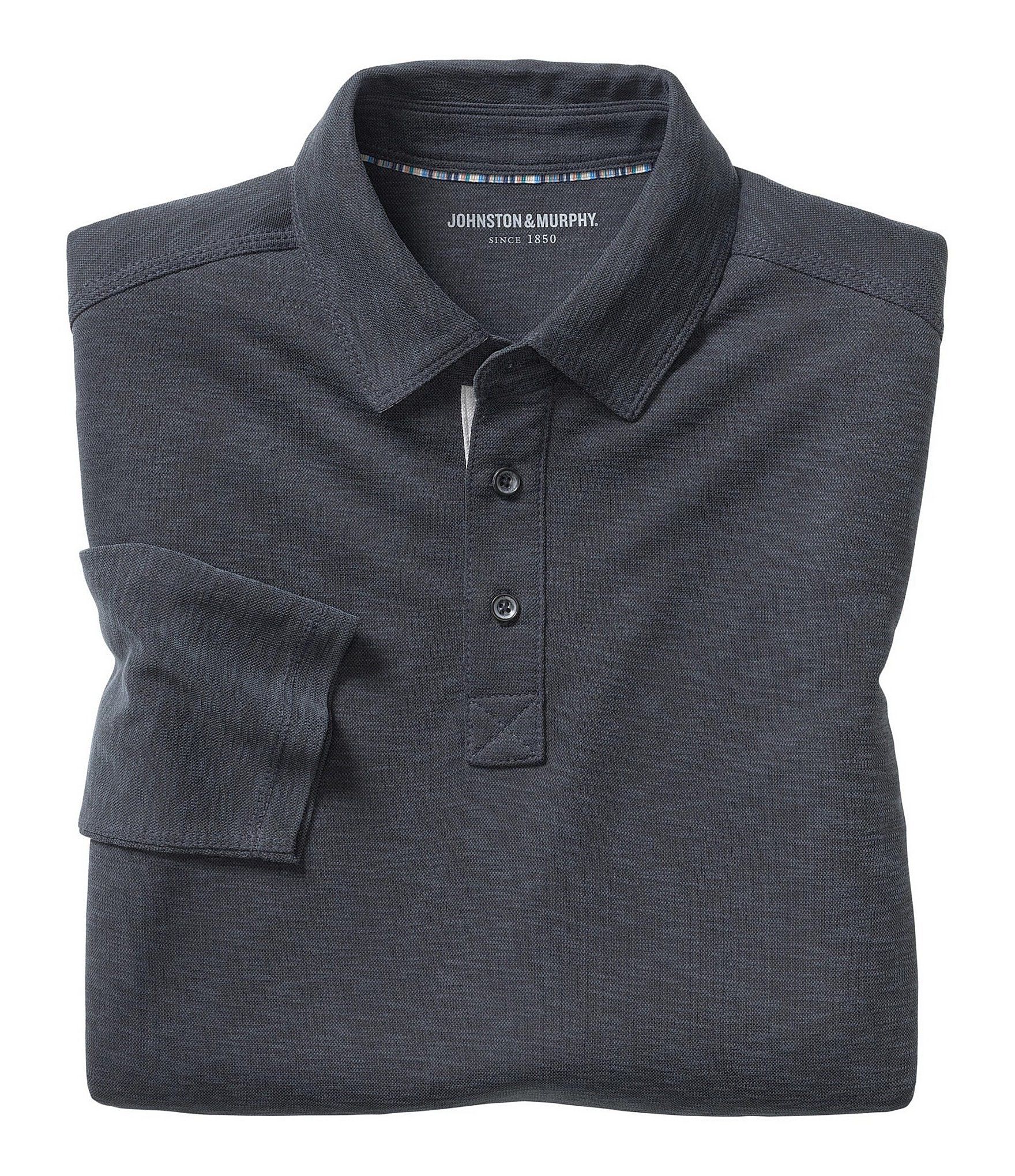 Johnston & Murphy Vintage Slub Long-Sleeve Polo Shirt | Dillard's