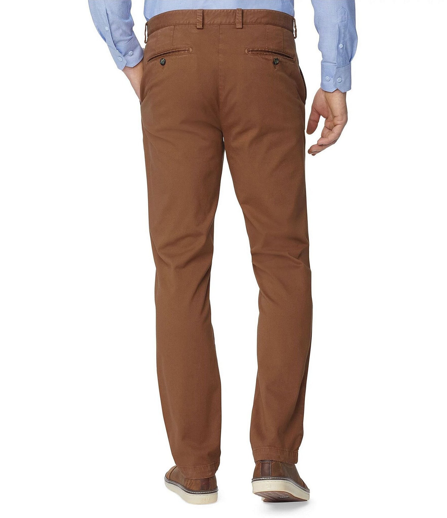 Johnston & Murphy Washed Straight Leg Flat Front Stretch Chino Pants