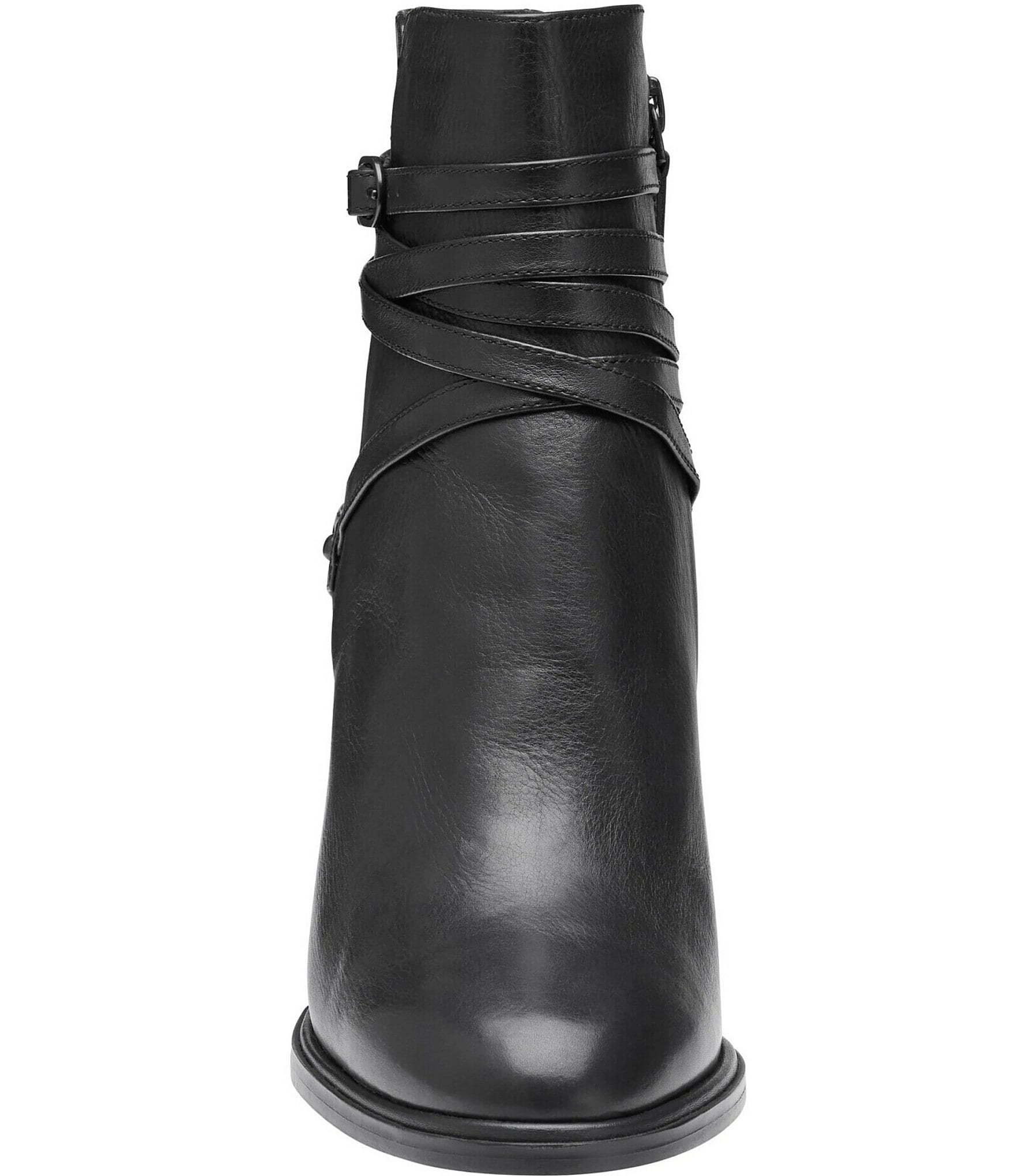 Johnston & Murphy Women's Amy Leather Belt Strap Hardware Booties