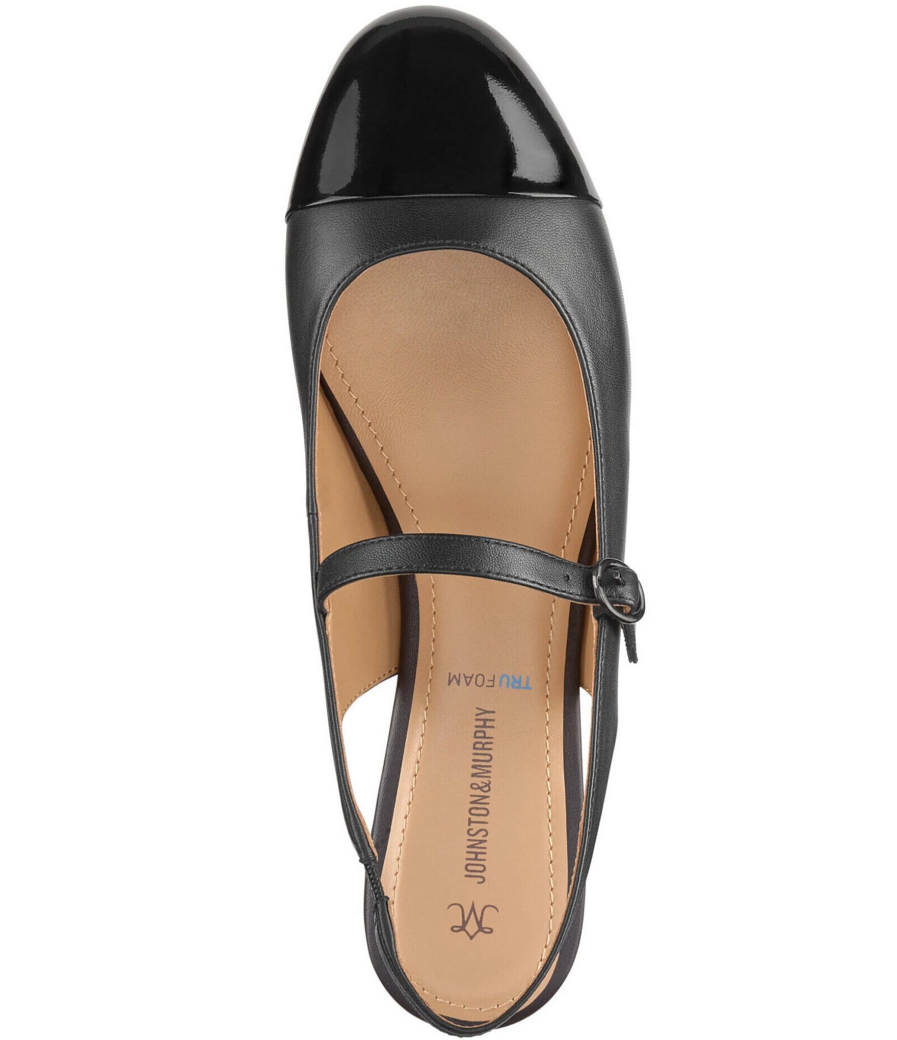 Johnston & Murphy Women's Claire Leather and Patent Cap Toe Slingback Mary Janes