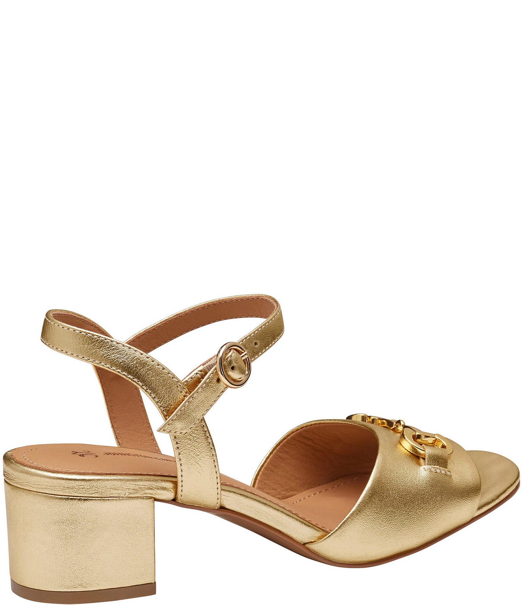 Johnston & Murphy Women's Edith Leather Bit Buckle Ankle Strap Sandals
