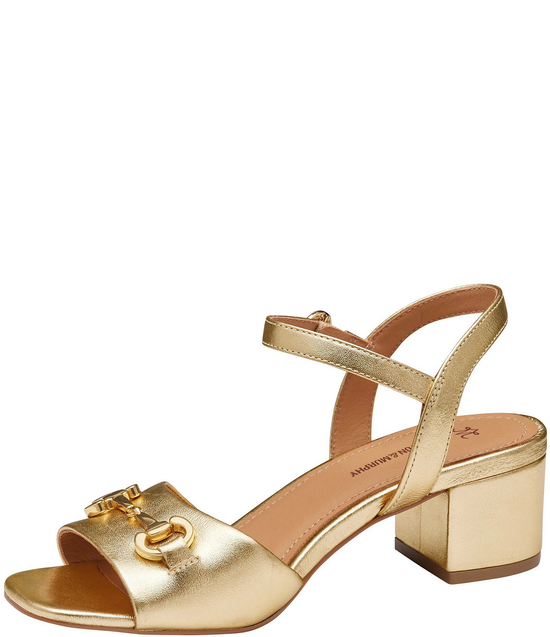 Johnston & Murphy Women's Edith Leather Bit Buckle Ankle Strap Sandals