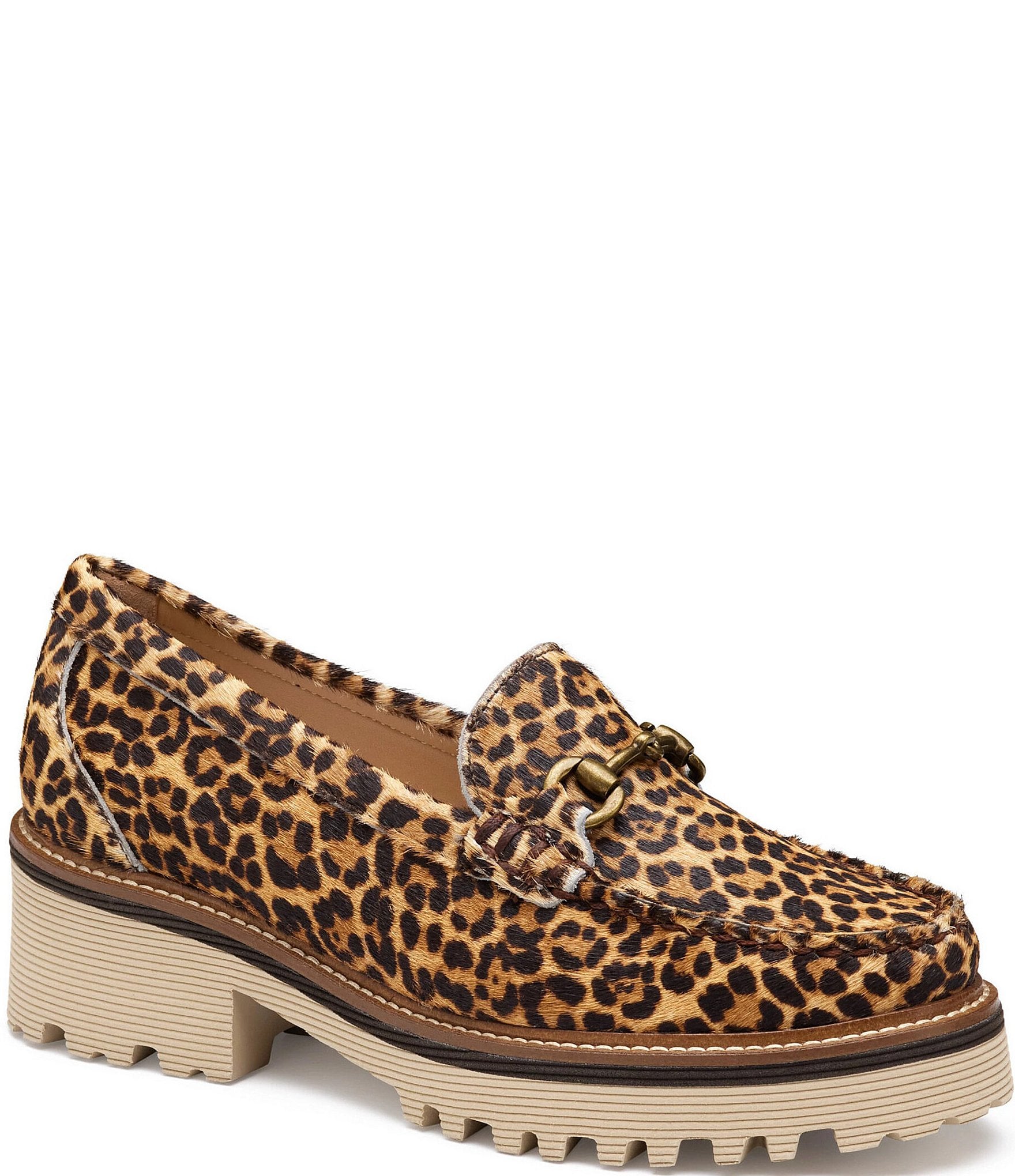 Johnston & Murphy Women's Emmalynn Leopard Haircalf Bit Buckle Loafers