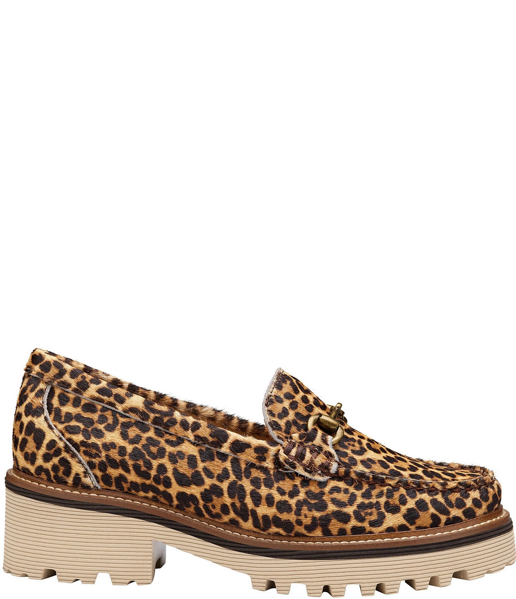 Johnston & Murphy Women's Emmalynn Leopard Haircalf Bit Buckle Loafers