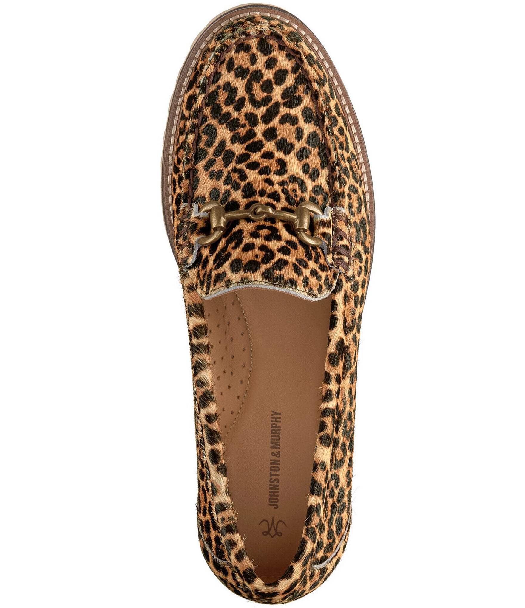 Johnston & Murphy Women's Emmalynn Leopard Haircalf Bit Buckle Loafers