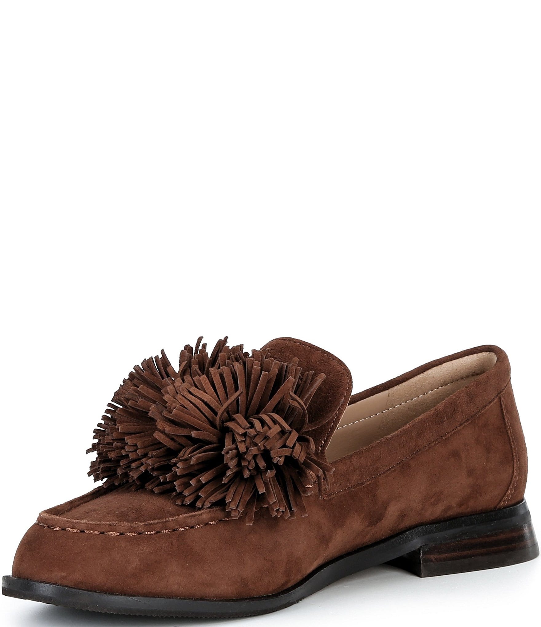 Johnston & Murphy Women's Gillian Pom Pom Suede Loafers