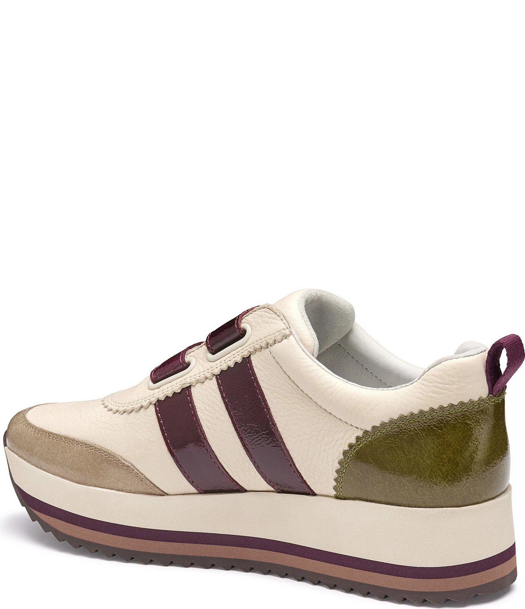 Johnston & Murphy Women's Gracie Leather and Patent Double Strap Platform Sneakers