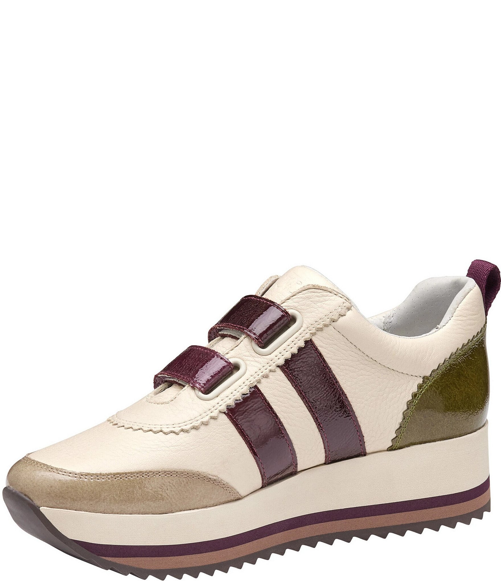 Johnston & Murphy Women's Gracie Leather and Patent Double Strap Platform Sneakers