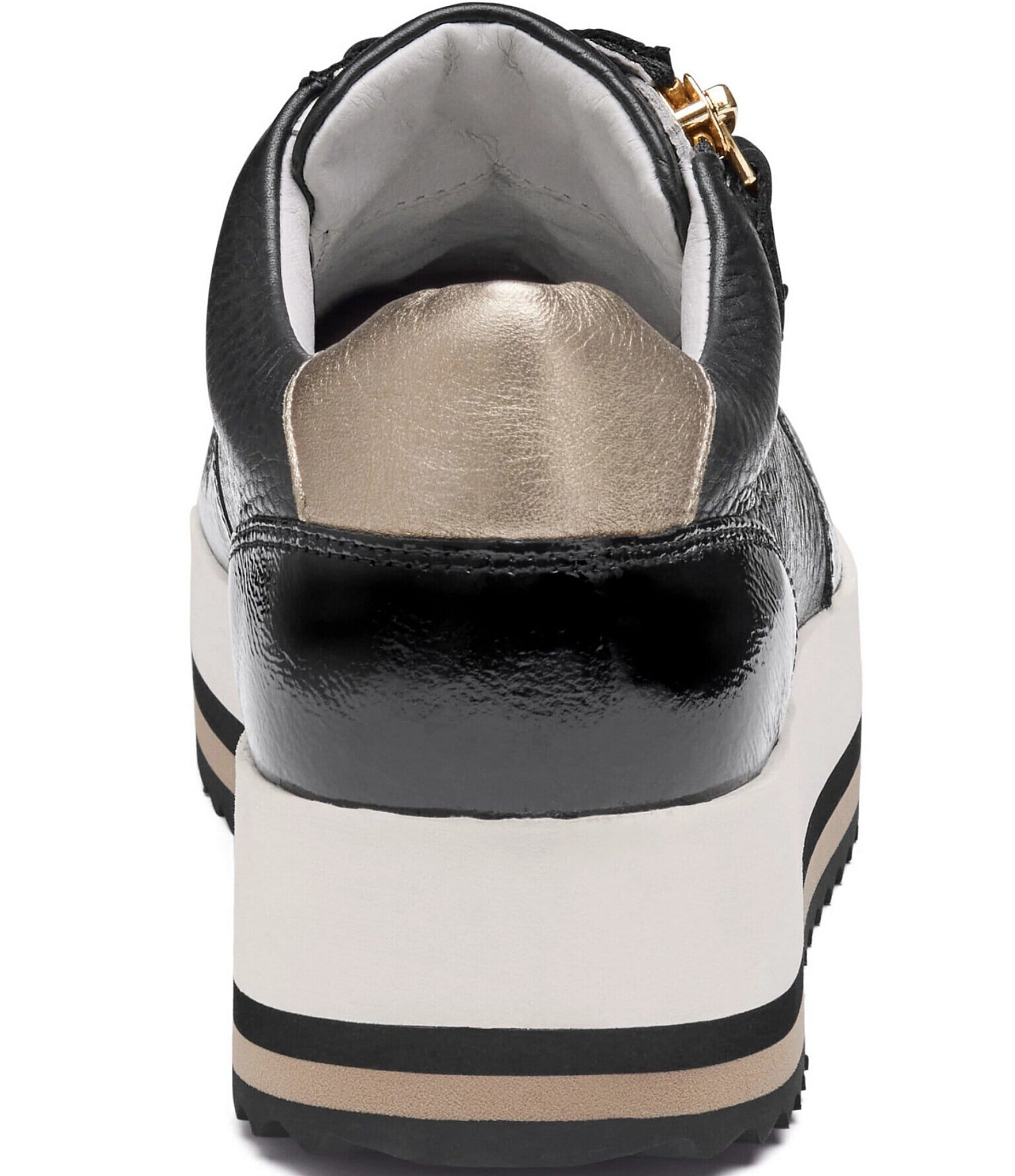 Johnston & Murphy Women's Gracie Leather and Patent Side-Zip Lace Up Platform Sneakers