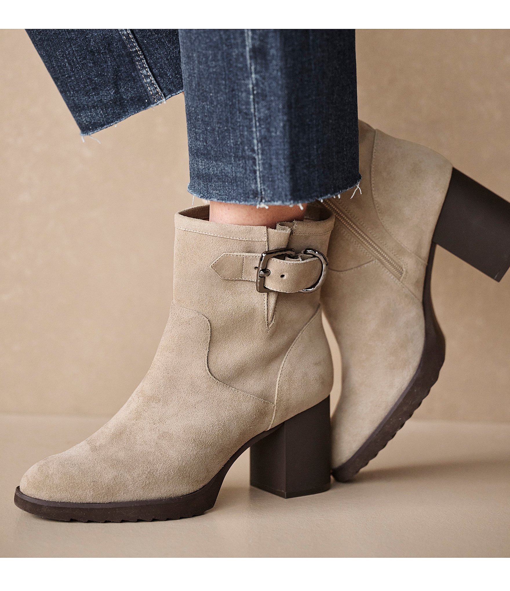 Johnston & Murphy Women's Izzie Waterproof Suede Buckle Booties