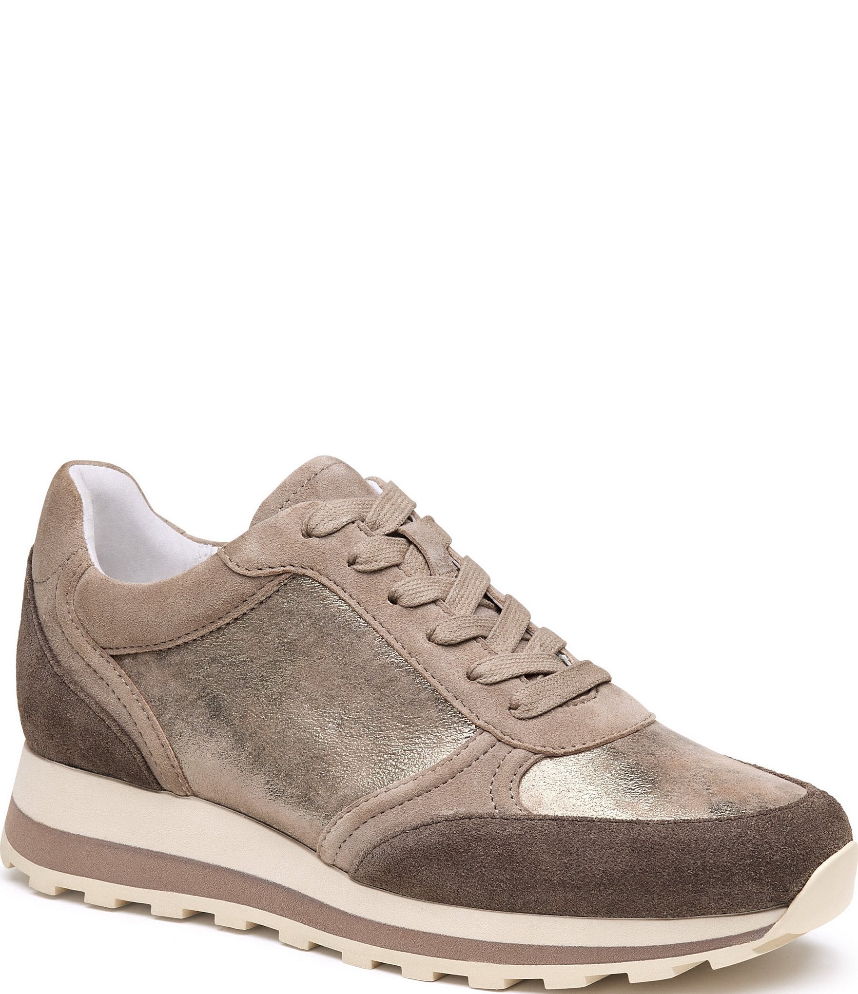 Johnston & Murphy Women's Piper T-Toe Metallic Suede Sneakers