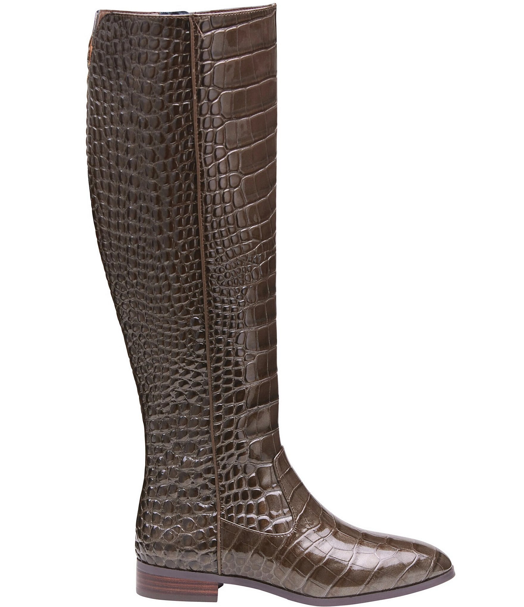 Johnston & Murphy Women's Tinsley Croco Embossed Patent Leather Tall Riding Boots