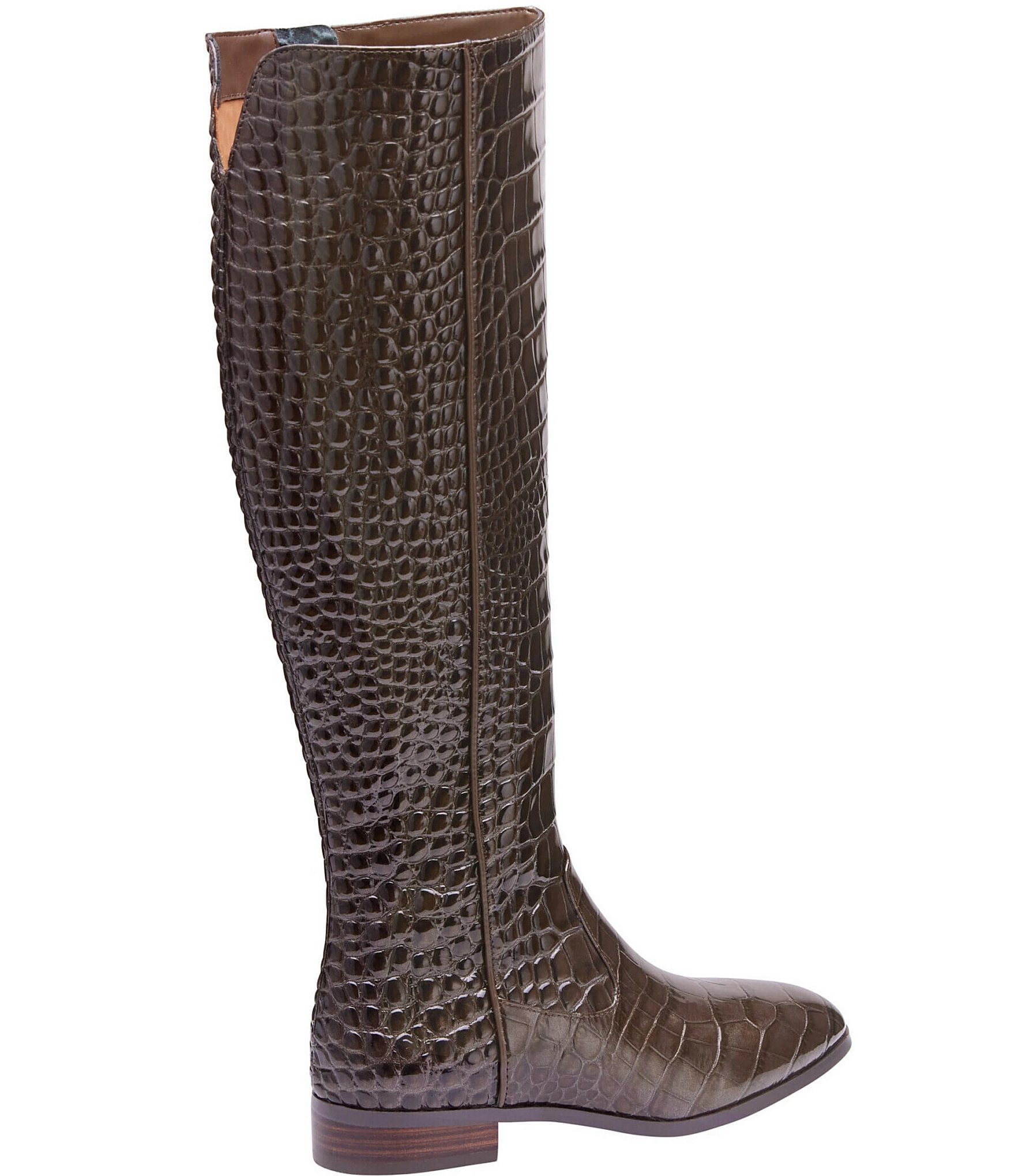 Johnston & Murphy Women's Tinsley Croco Embossed Patent Leather Tall Riding Boots