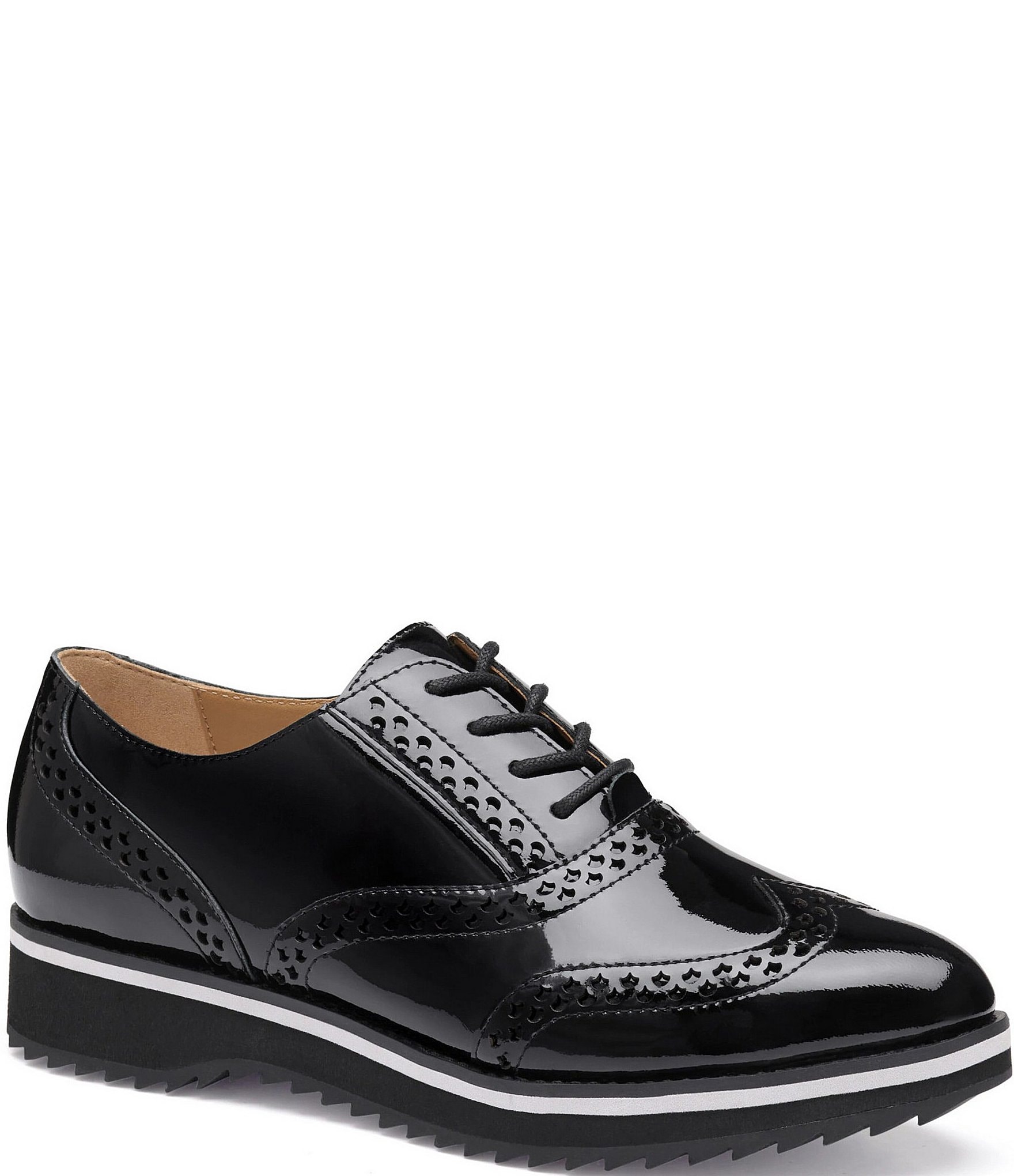 Johnston & Murphy Women's Ulyssa Patent Leather Brogue Detail Wingtip Oxfords