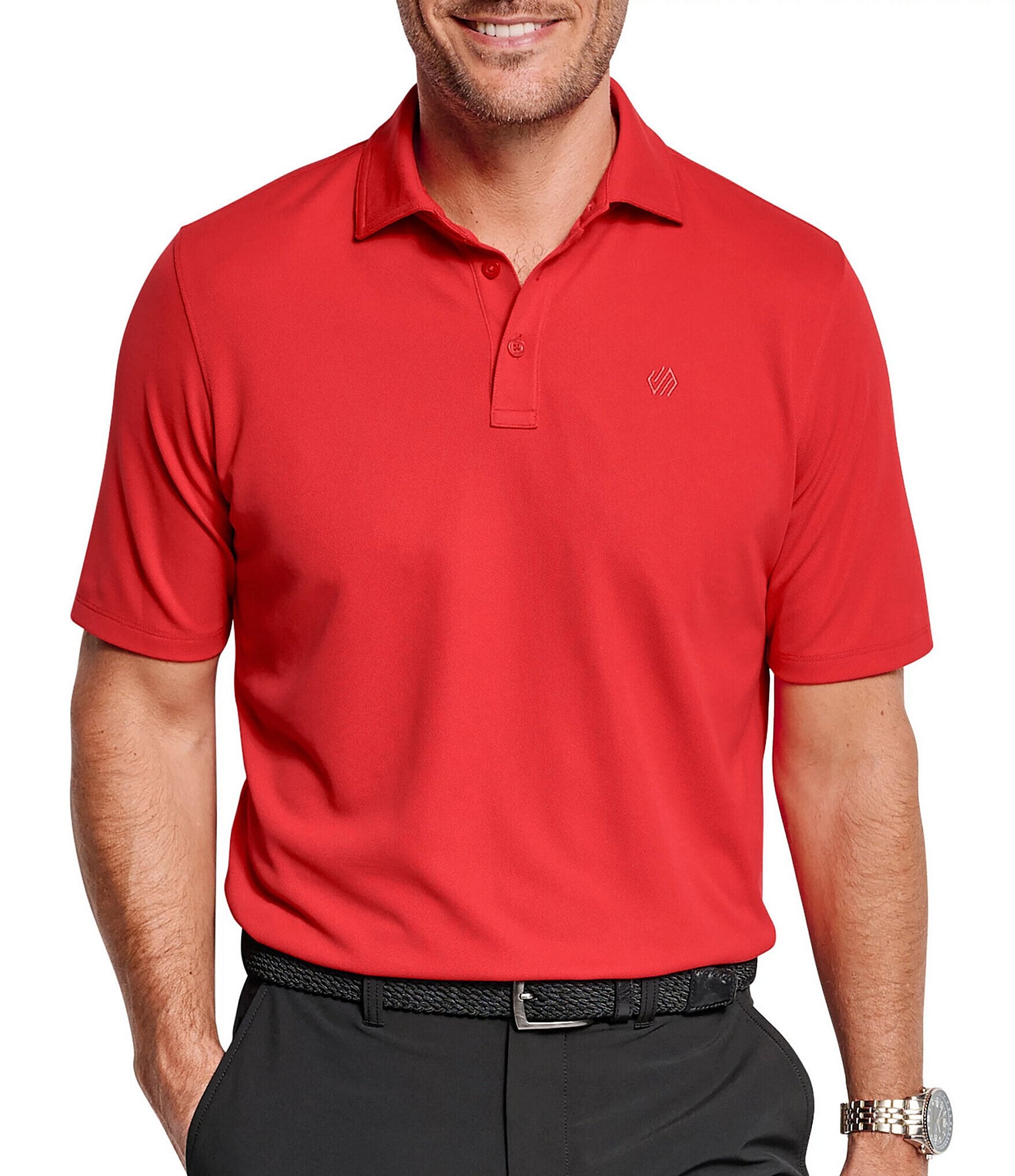 Johnston & Murphy XC4 Cool Degree Solid Performance Stretch Short Sleeve Polo Shirt