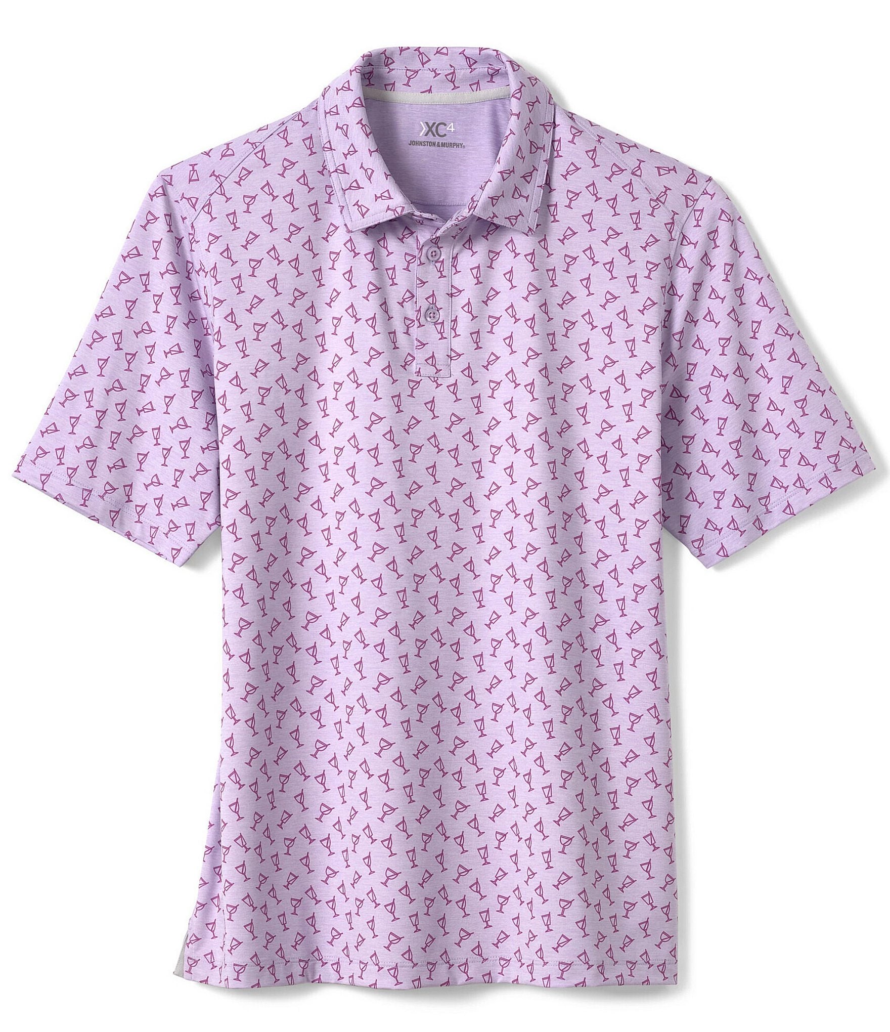 Johnston & Murphy XC4 Performance Stretch Cocktail Print Short Sleeve Polo Shirt