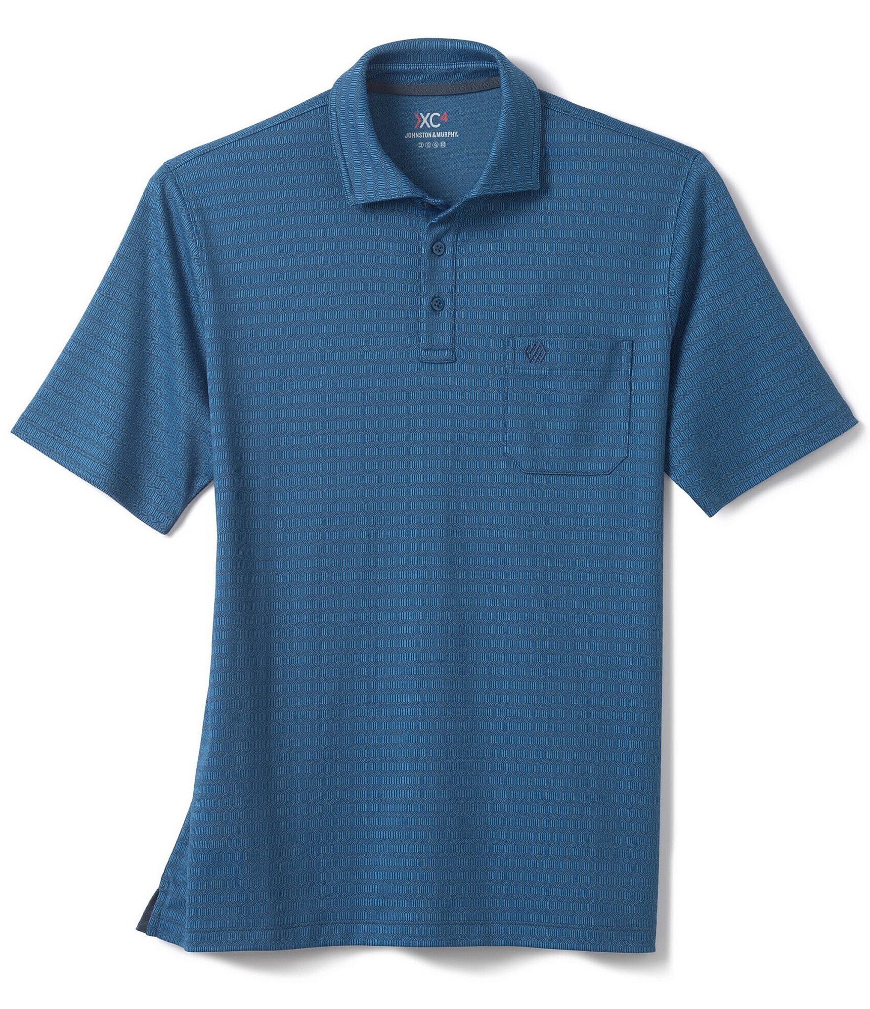 Johnston & Murphy XC4 Performance Stretch Geo Jacquard Short Sleeve Polo Shirt