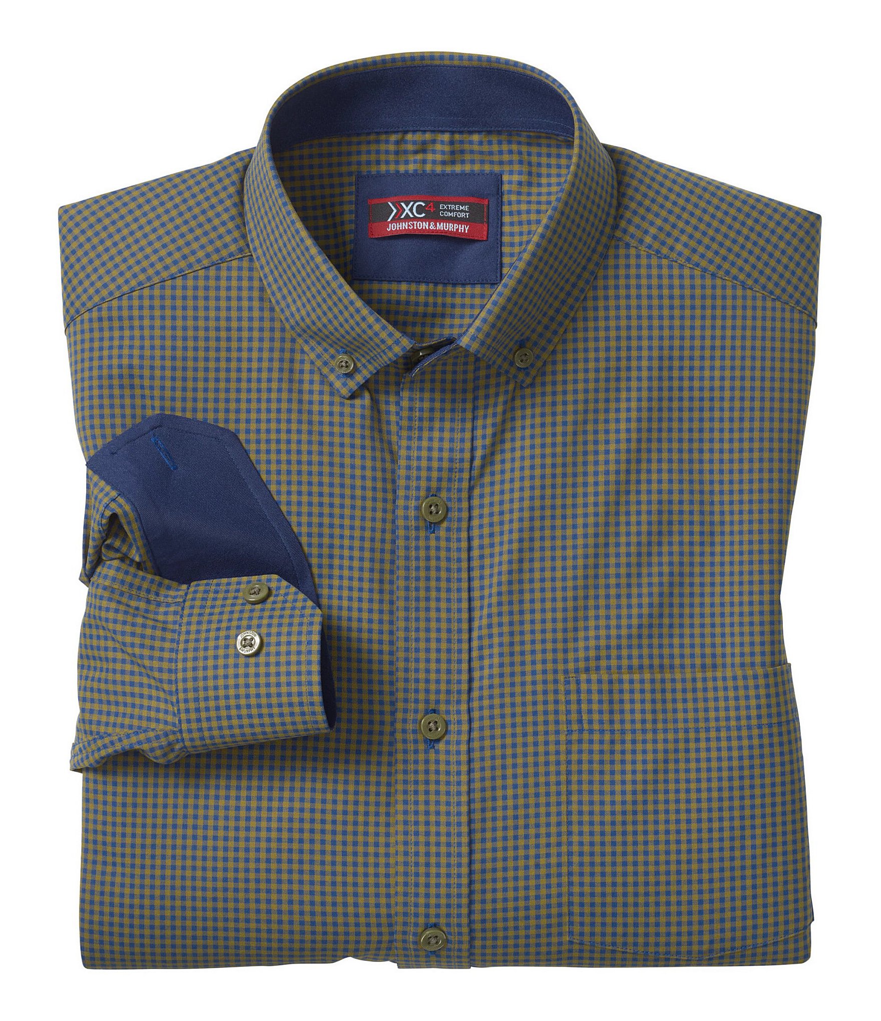 Johnston & Murphy XC4 Performance Stretch Gingham Long Sleeve Woven Shirt