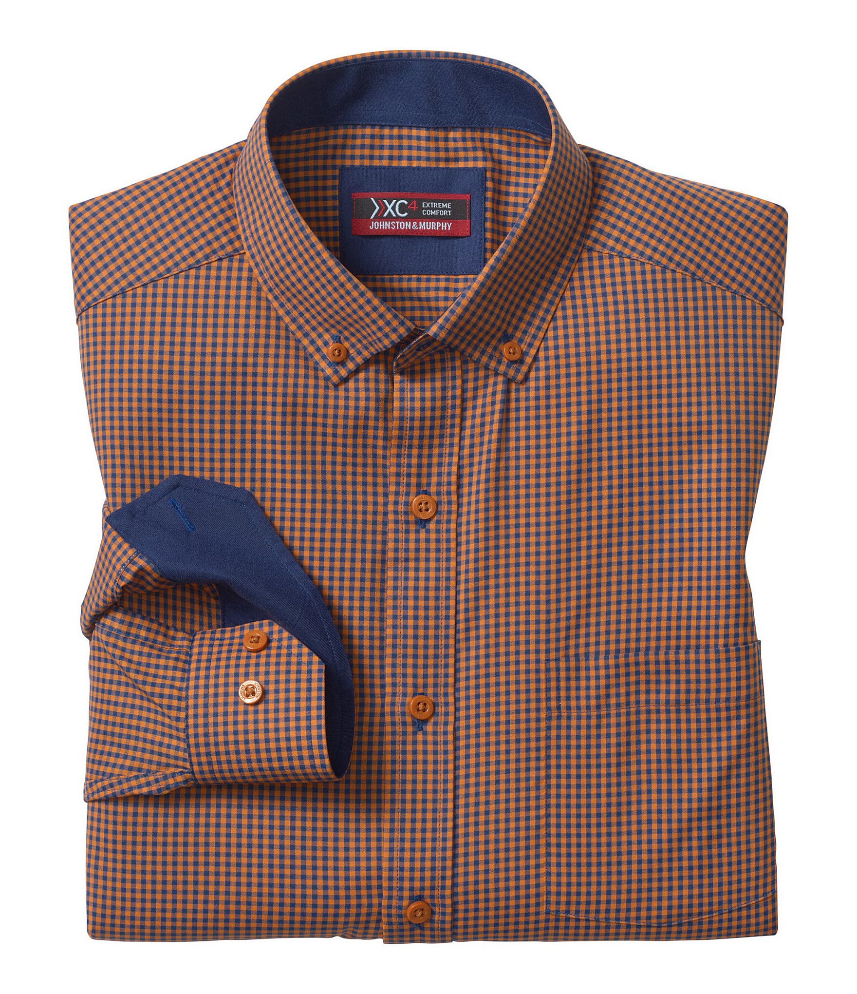 Johnston & Murphy XC4 Performance Stretch Gingham Long Sleeve Woven Shirt