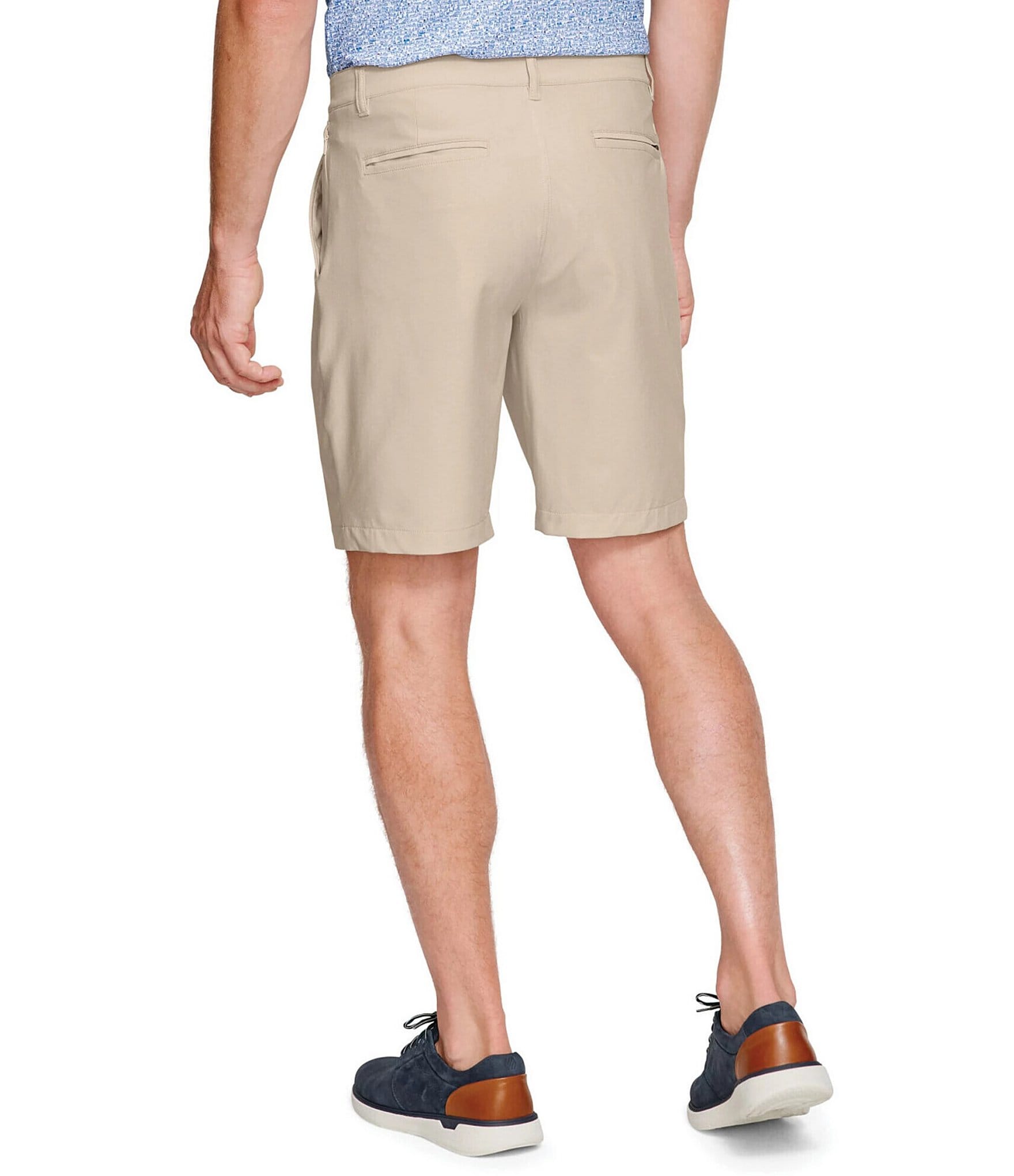 Johnston & Murphy XC4 Performance Stretch Heathered Flat Front 9#double; Inseam Shorts